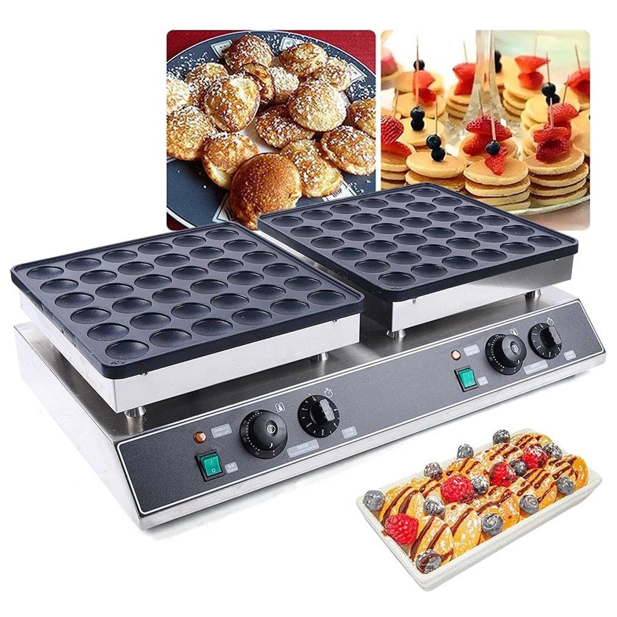 Piastra per Pancake Olandesi a 72 Fori, Piastra Commerciale Antiaderente per Waffle e Ciambelle, Piastra elettrica per Pancake per ristoranti, Bar e Negozi.,