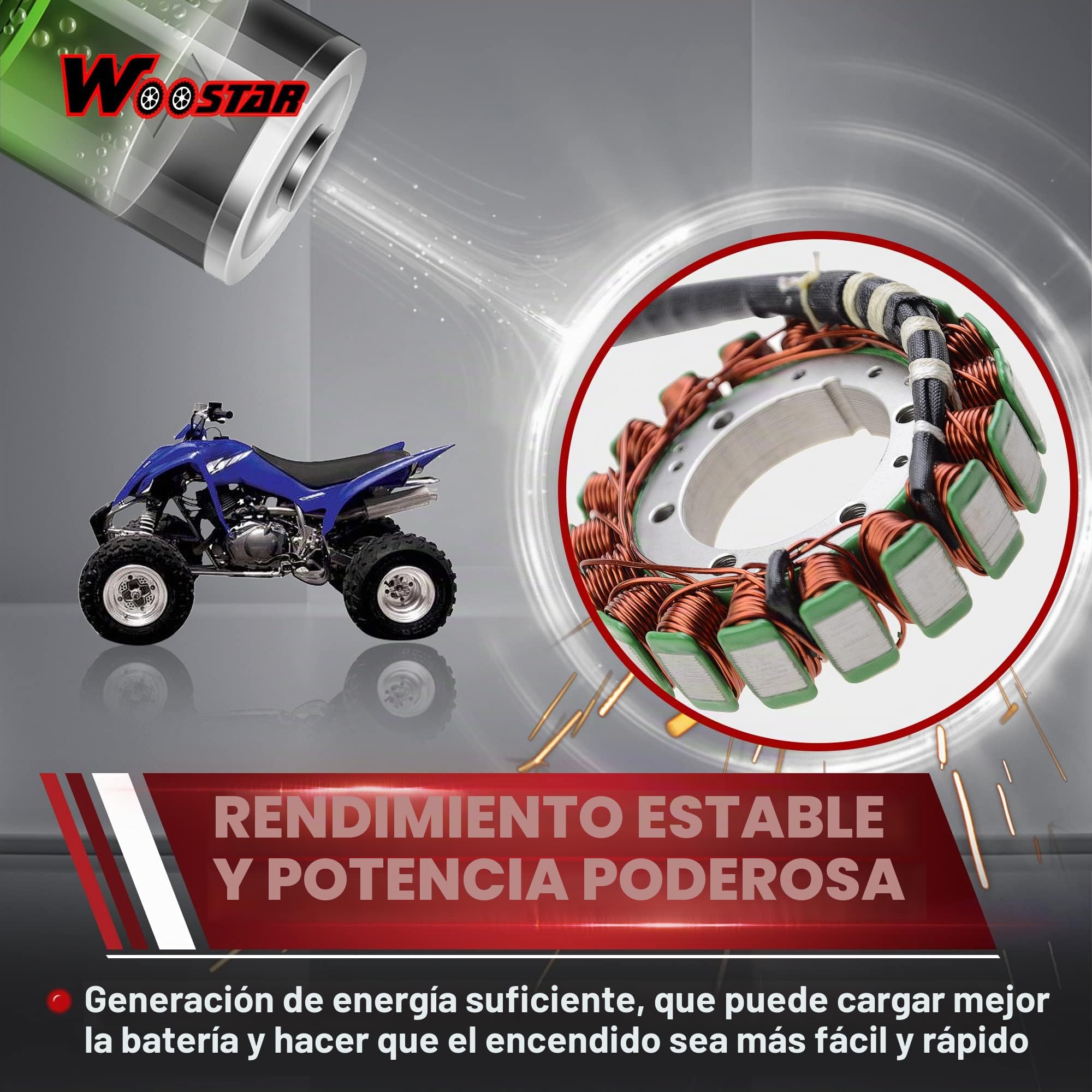WOOSTAR 18 Bobinas 9 Cable Estator Magneto de Encendido Reemplazo para Warrior 350 YFM350 Raptor 350 YFM350 Wolverine 350 YFM350 Big Bear 400 YFM400 ATV 2002-2004 Motor