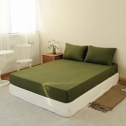 Miniatura 6 de Sábana bajera de 100 % lino lavado a la piedra, color sólido  (1 pieza) funda de colchón de 14 pulgadas de profundidad suave, natural y