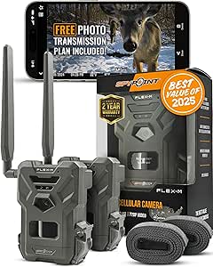SPYPOINT Flex-M Twin Pack Cellular Trail Cameras - Best Hunting Accessories, No WiFi Needed, GPS, Night Vision, Dual-Sim LTE, IP65 Water-Resistant Game Camera, 28MP Photos, 720p Videos + Sound (2) asin的图片