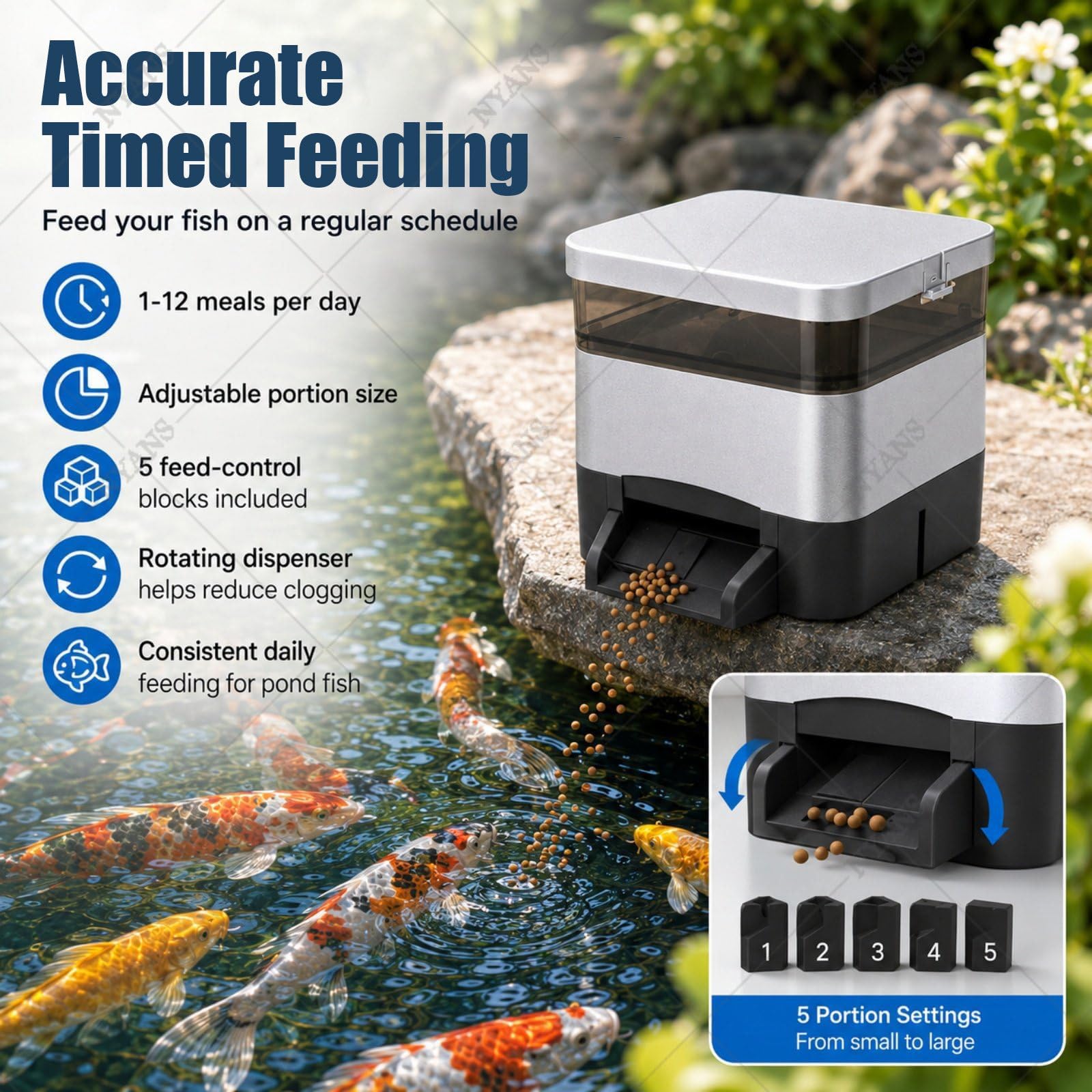 Karmnik z Timerem Do Akwarium, Wygodne Automatyczne Karmienie Black-10L