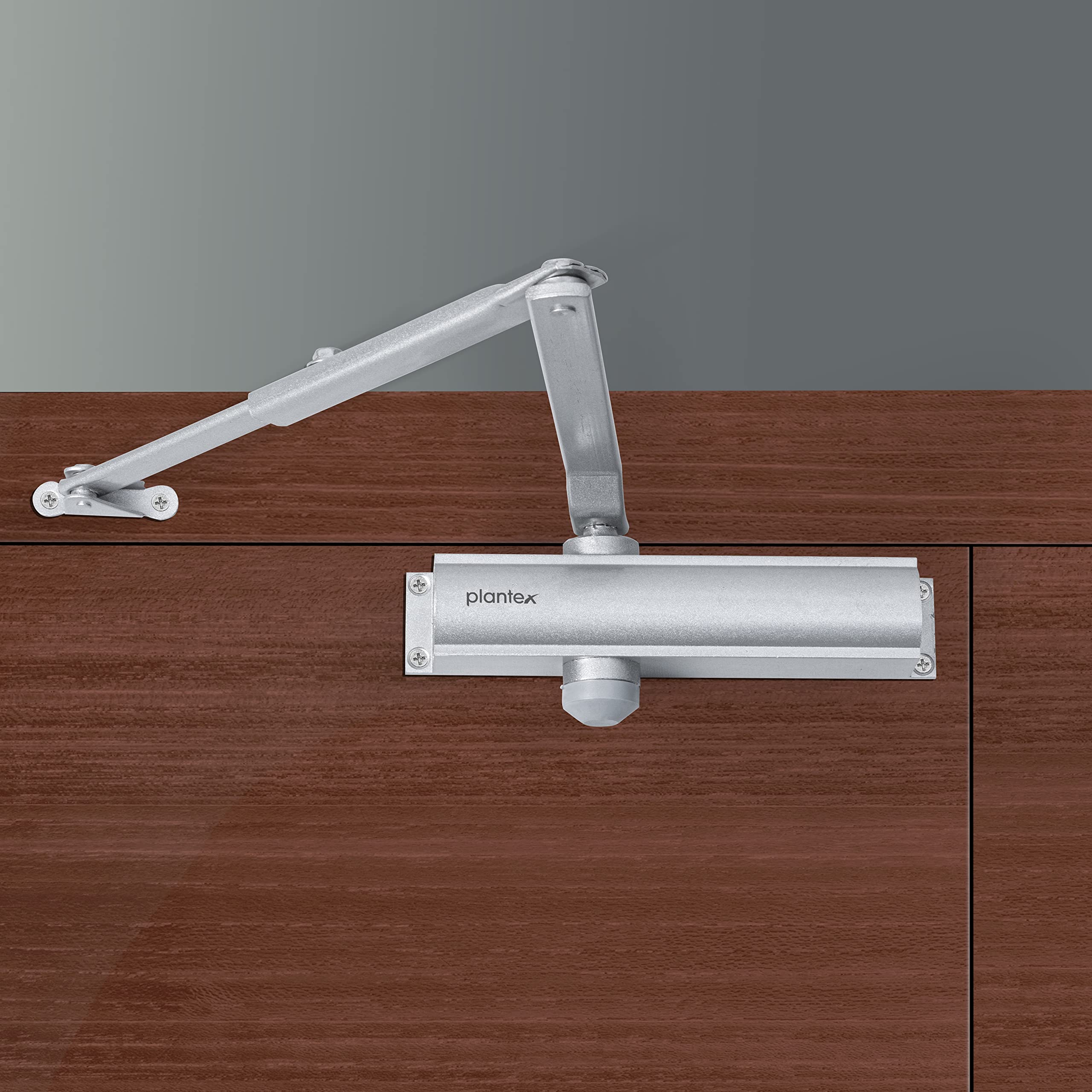 Plantex Heavy Duty Door Closer/Automatic Door Closer for Wooden Door/55 Kg Hydraulic Door Closer for Home/Office/Hotel/Wide 180 Degree Opening (ISO 9001 Certified) - Silver