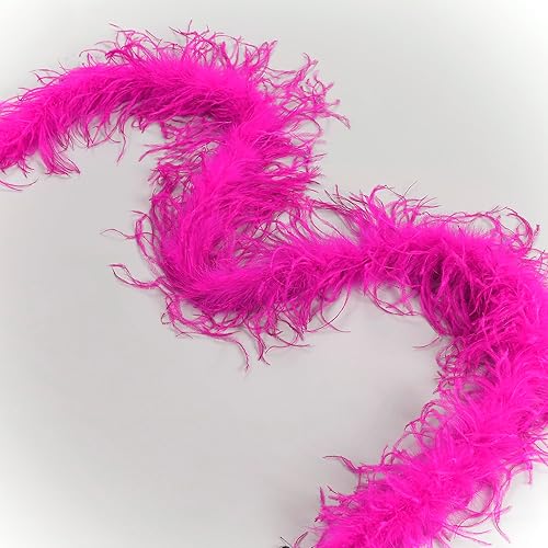 Miniatura 3 de Soarer Boas de avestruz rosa intenso  Boas de avestruz de 2 yardas de 1 capa para fiesta de Halloween, costura de manualidades, concierto (rosa