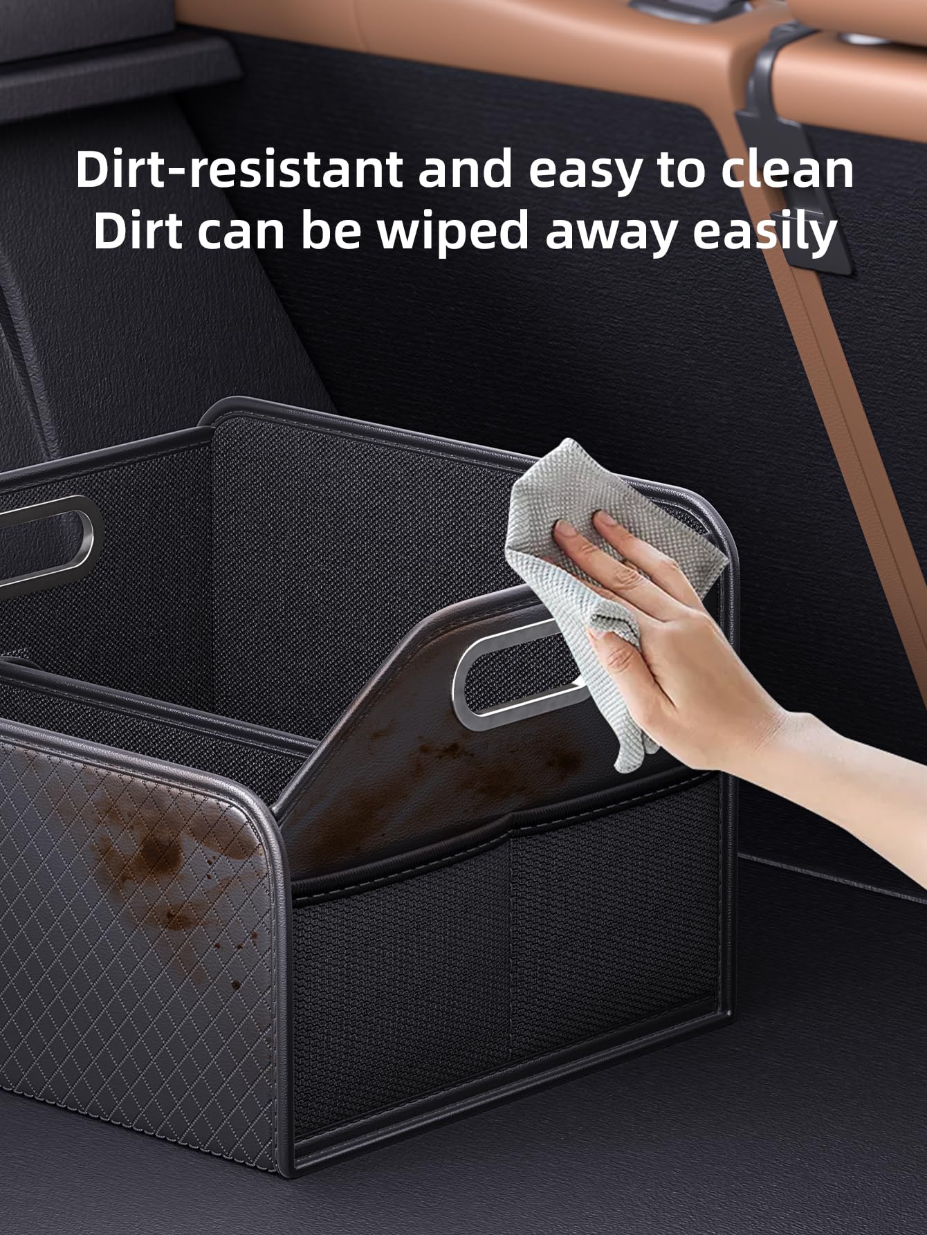 Organizer in Pelle per Bagagliaio, Box Pieghevole per Bagagliaio per SUV, Organizer per Bagagliaio Auto per SUV/Jeep/Sedan, Robusto Accessorio Auto per Uomo per Attrezzatura da Campeggio