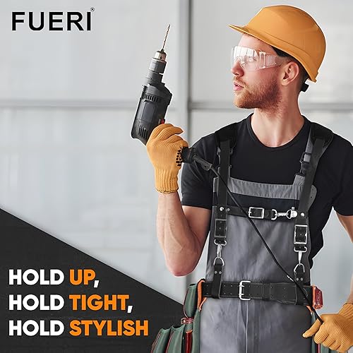 Miniatura 8 de FUERI Liguero de cinturón de herramientas con 4 bucles en D desmontables para cinturón de herramientas de construcción  Liga de trabajo con clips