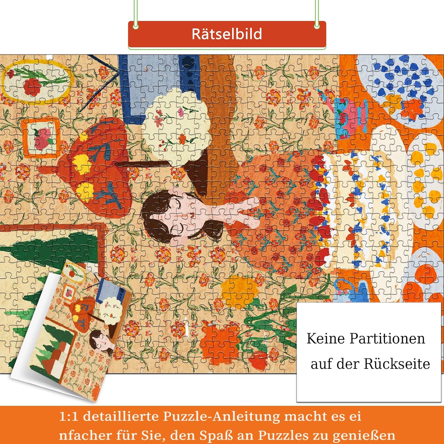 HUADADA 500 Pieces Puzzle Wishing Mother 49 x 35 cm Includes 1:1 Poster Grey Cardboard Eye-Friendly image 5
