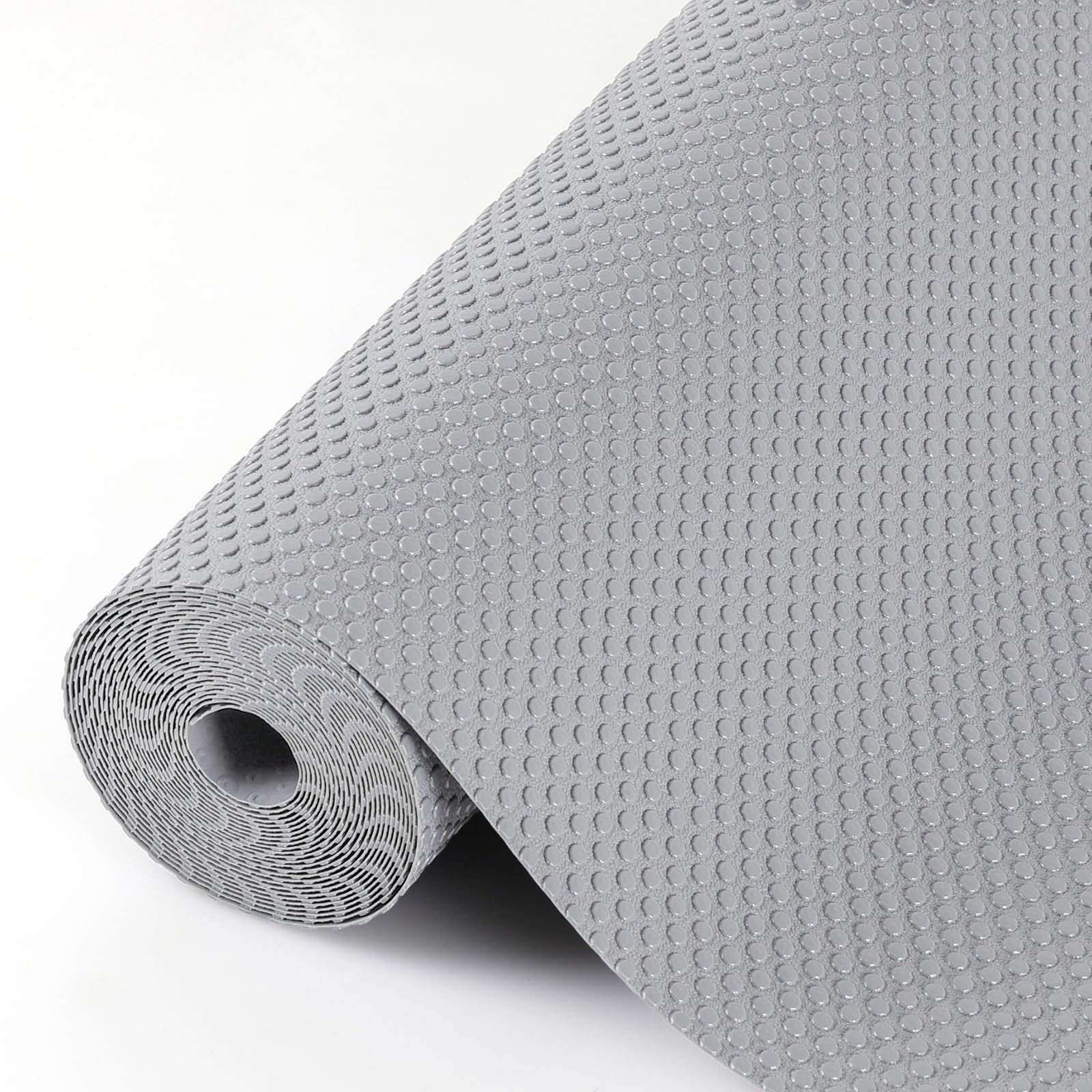 Hersvin Shelf Liners, 24in x 20ft Kitchen Drawer Mats, Non-Adhesive EVA Cupboard Protector, Cabinet Lining (Light Gray/Dot)