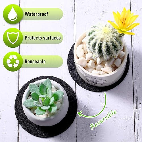 Miniatura 4 de Patelai 16 posavasos negros para plantas, 4 tamaños, fieltro y corcho, reversibles, redondos, de 46810 pulgadas, de tela, salvamanteles de corcho,