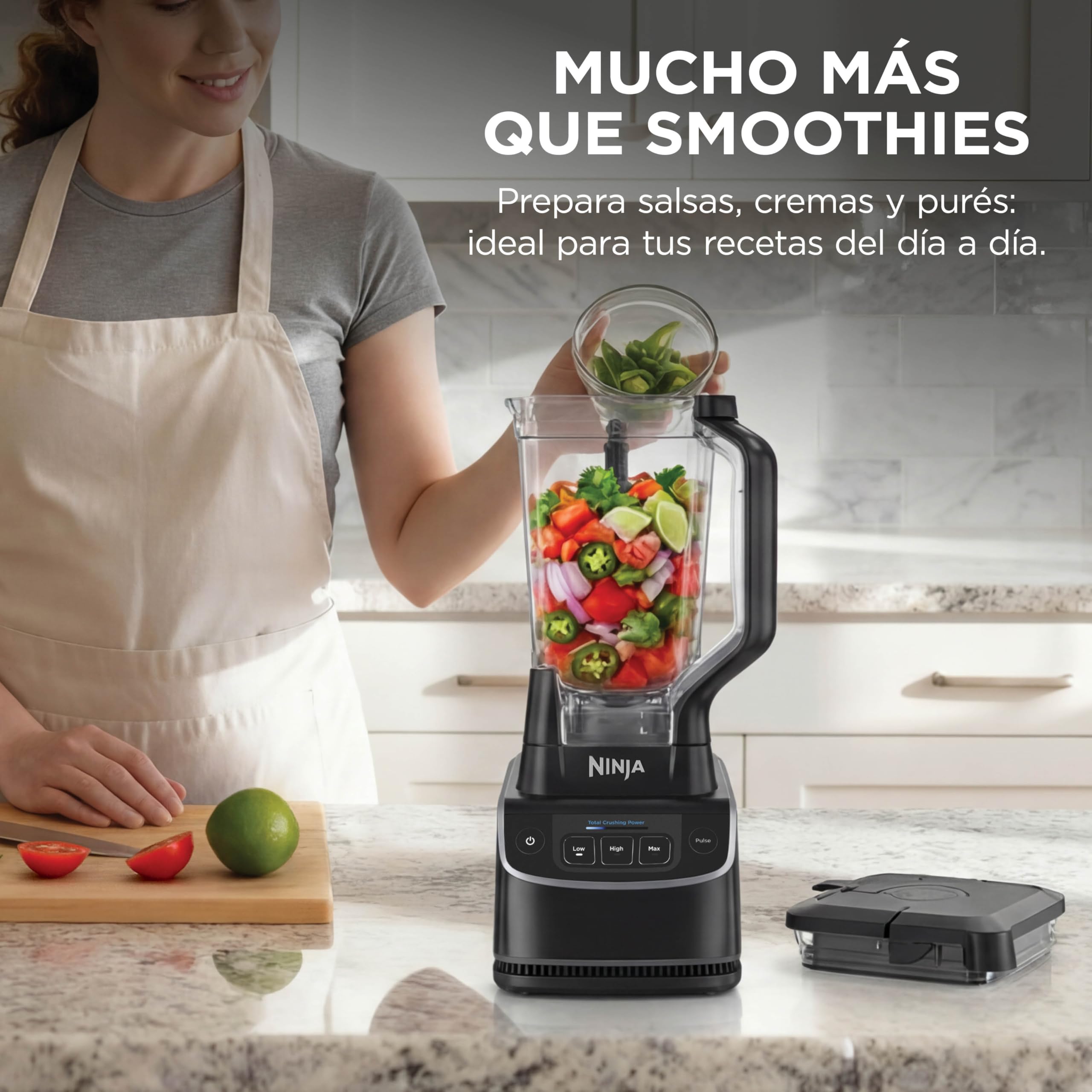 Ninja Batidora de jarra, 3 ajustes de velocidad, modo manual Pulse (Pulso), jarra grande de 1,9 l de capacidad máxima para líquidos, prepara smoothies, salsas y mucho más, Negro BP201EU