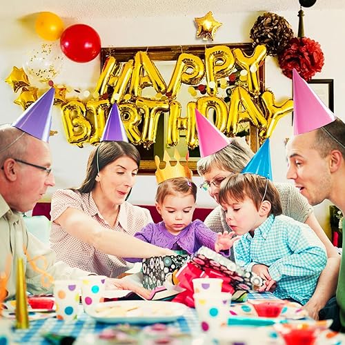 Miniatura 6 de iPartycool HB0G - 24 globos de cumpleaños, papel de aluminio de Mylar dorado 3D de alta calidad con 6 globos de estrella para niños, hombres y
