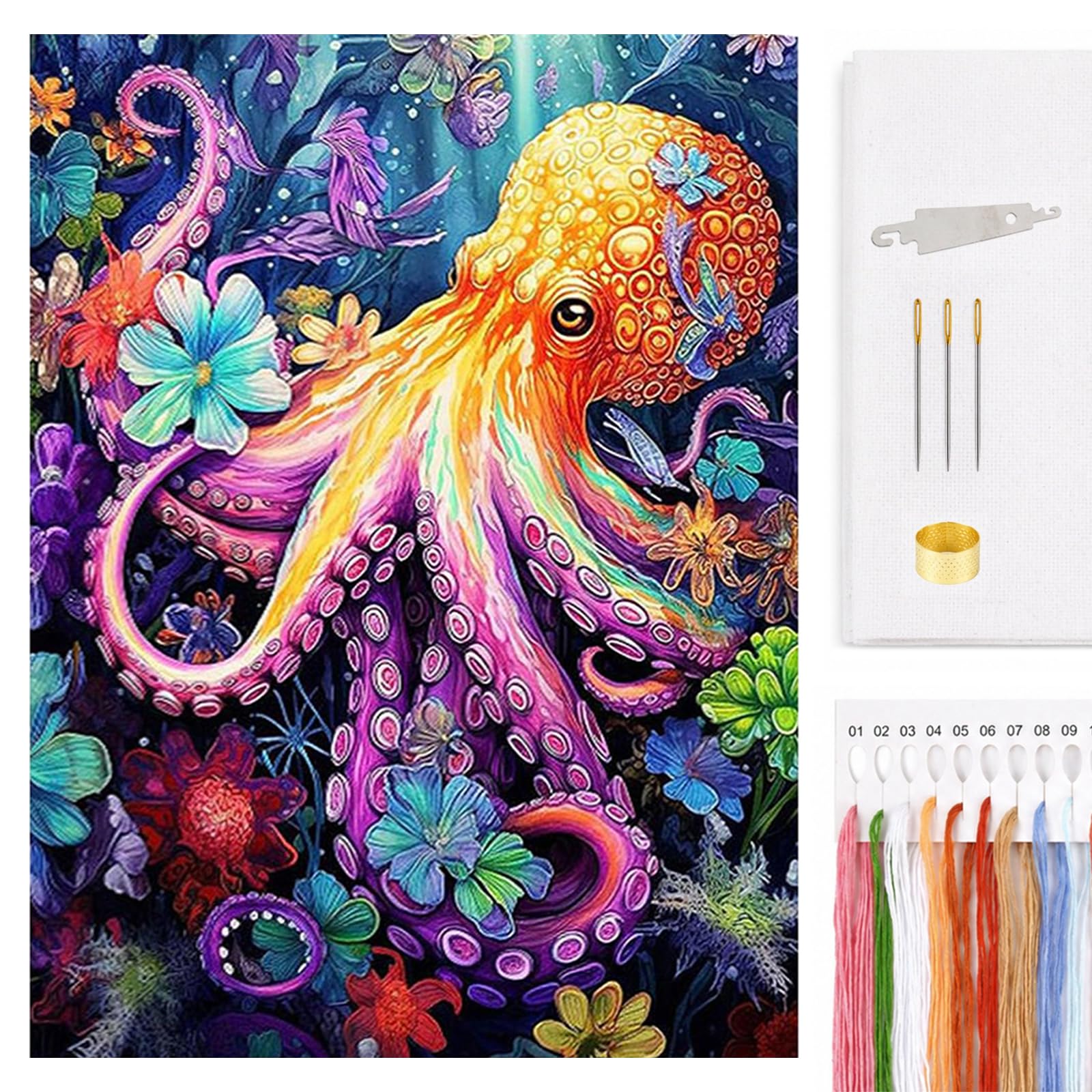Kexpery Kit Broderie Animal 14CT Elephant Point de Croix Facile Pour Adultes et Débutants Décoration Maison