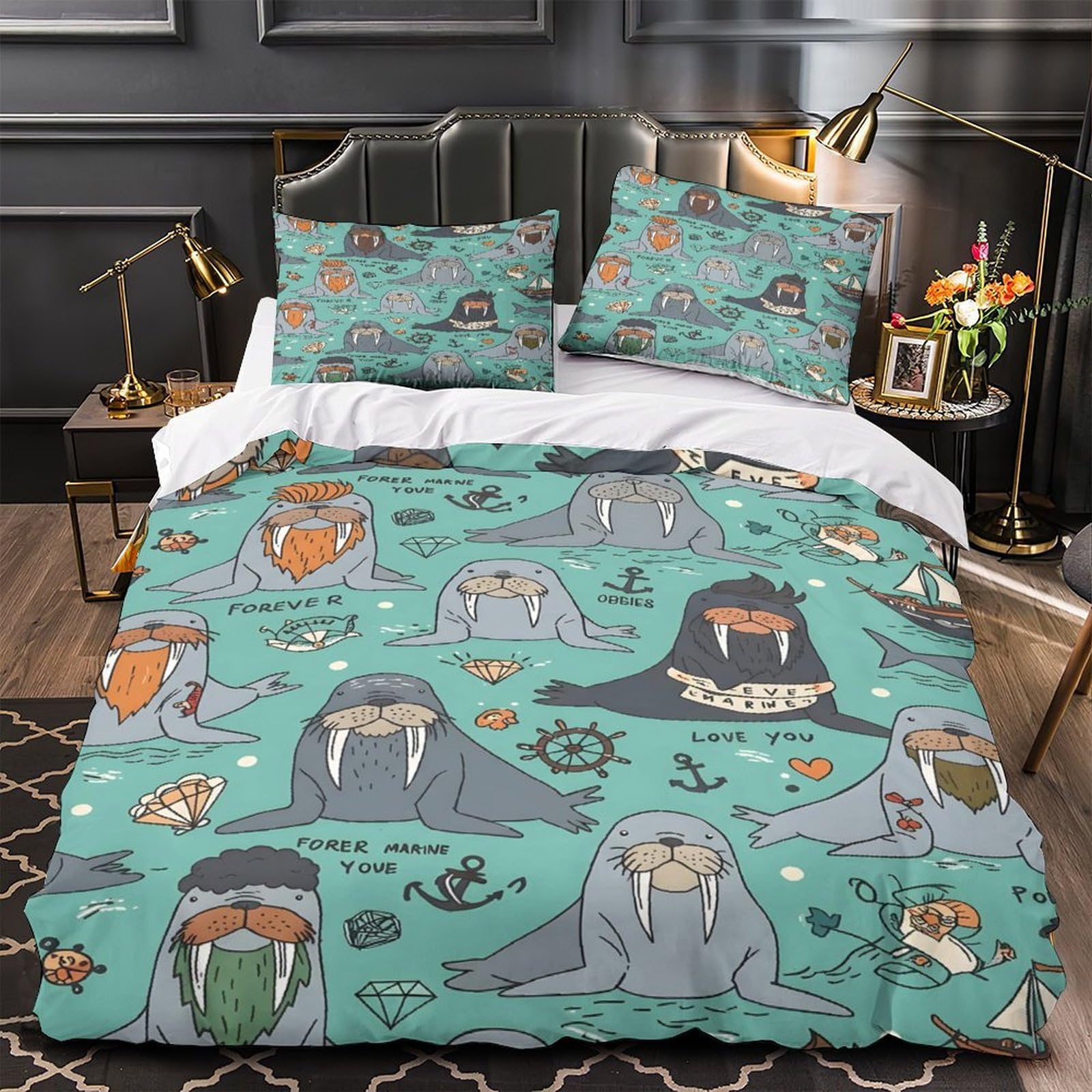 Linge de lit mer pour chambre d'enfant et adulte King Walrus Coon