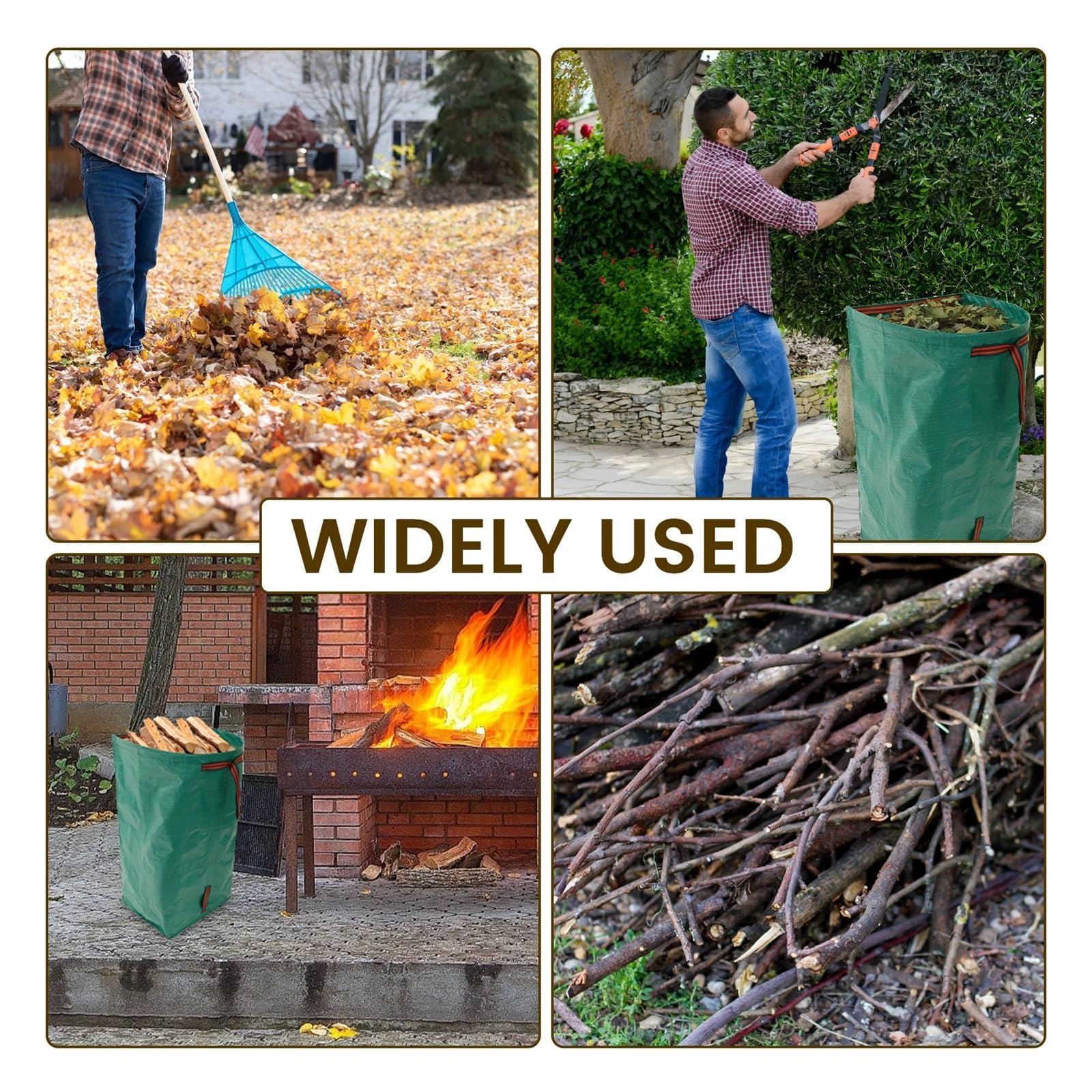 Recoge Hojas Jardin Bolsas for residuos de jardín (2 unidades, 270 l, gran capacidad, con 3 asas resistentes, reutilizables, impermeables)