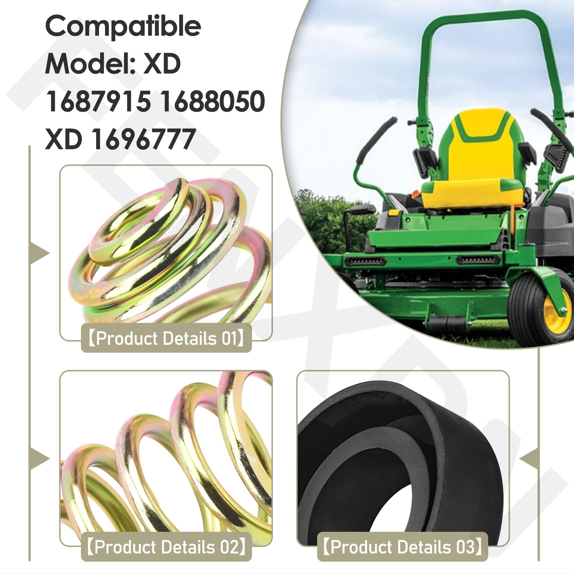 Ressorts Et Housses De Siège Tondeuse – Compatibles XD1687915, ZT1, TS142 – Remplace 283516, 422127-4 – Confort Renforcé - 4