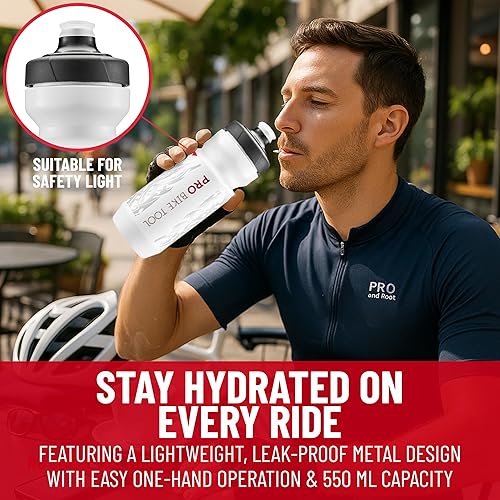 Miniatura 4 de PRO BIKE TOOL Botella de agua para bicicleta, 18.6 fl oz, 19 onzas, silicona suave, color blanco, para todos los ejercicios y ciclismo, boquilla de