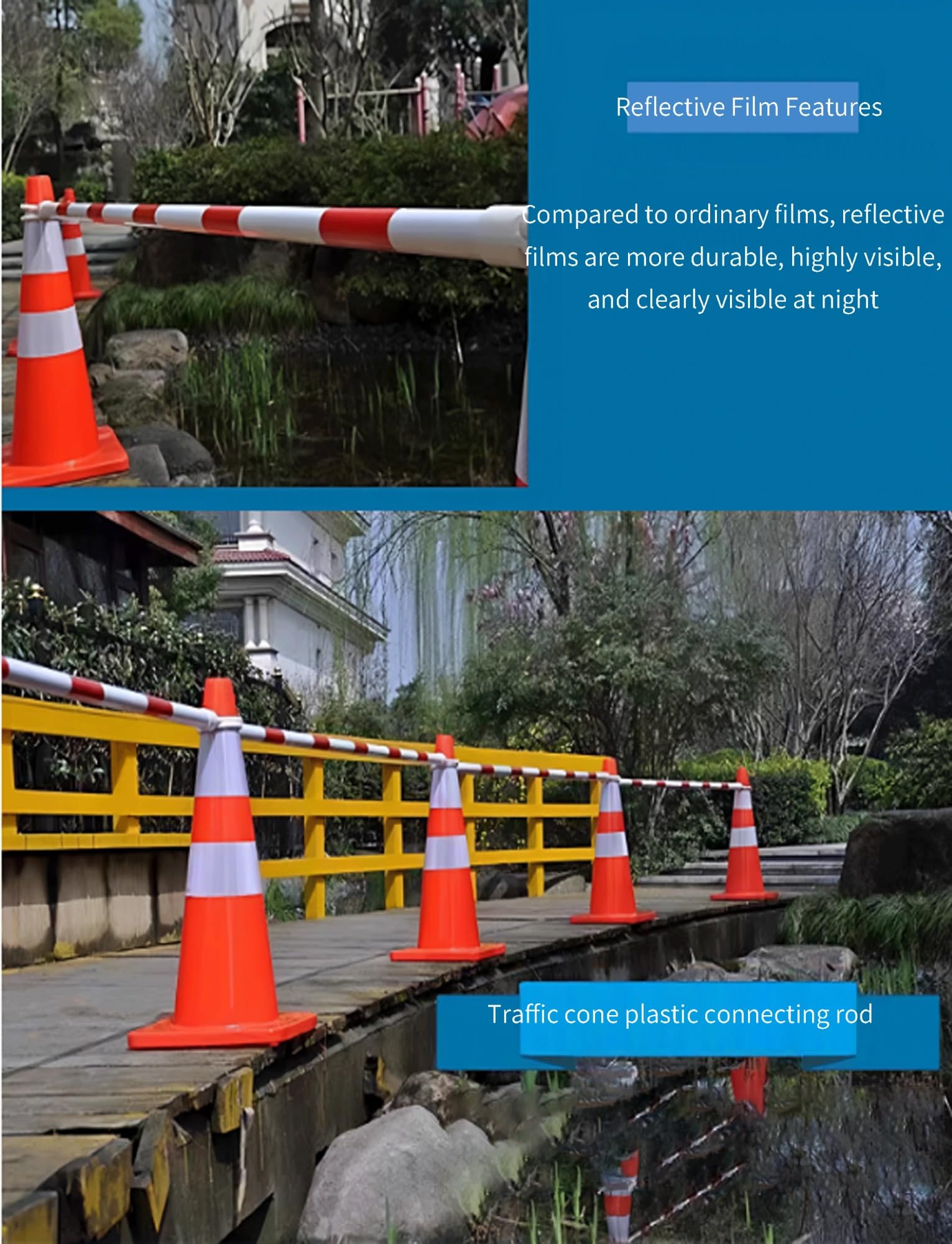 Conos telescópicos para señalización Vial: Conos portátiles adecuados para Obras Viales y señales de Advertencia, Postes de extensión para Control de tráfico (Rojo, Paquete de 5).