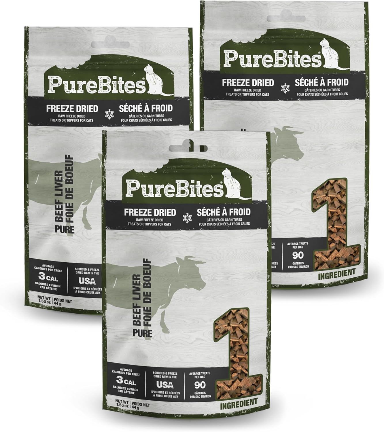 PureBites Freeze Dried Dog Treats, Duck Liver, 74g | 2.61oz Pack of 2