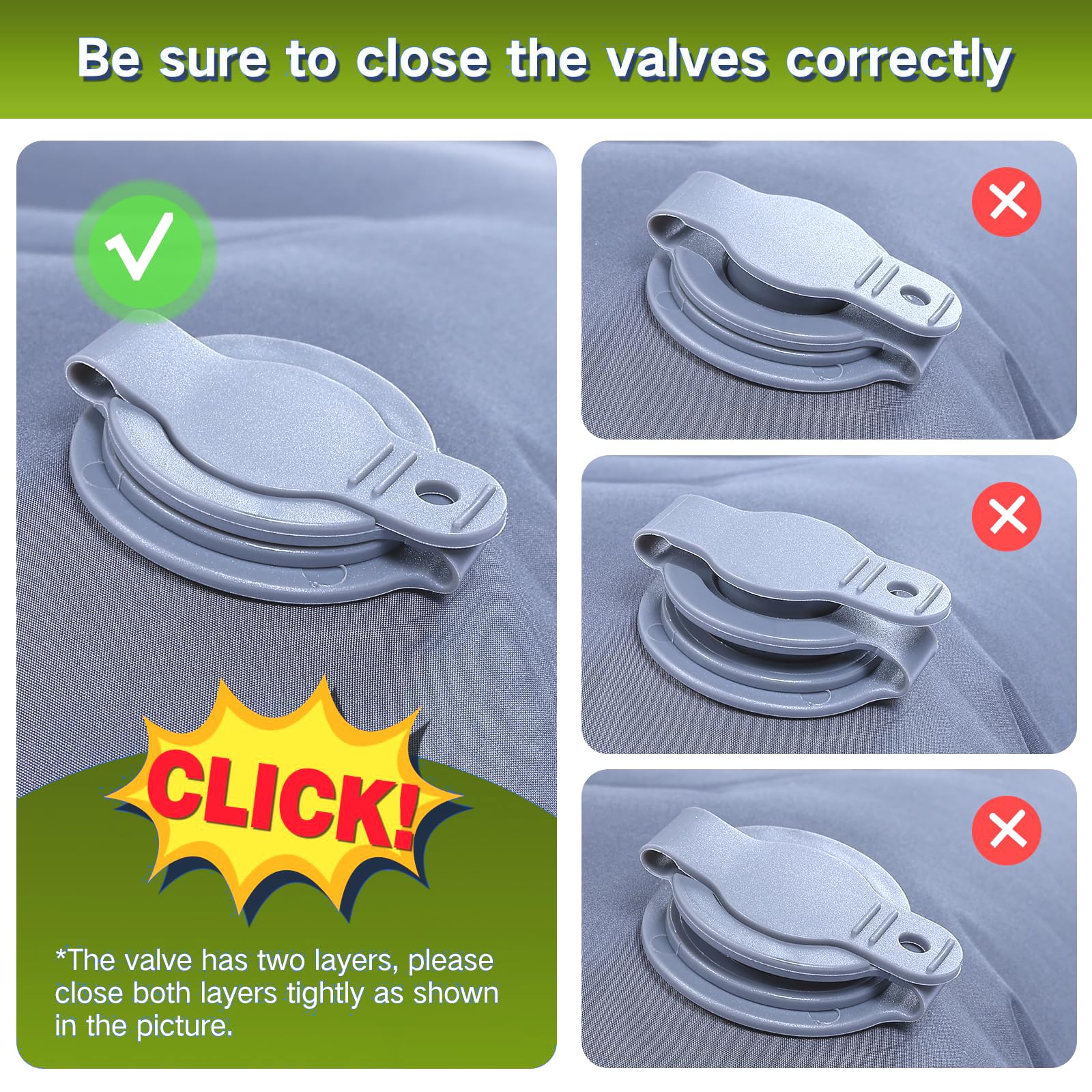 FNARMW Double Sleeping Pad Camping, Self Inflating 6'' Extra-Thick 2 Person Pillow Built-in Foot Pump Waterproof Inflatable Sleeping Mat Backpacking, Tent, Hiking, Portable Camping Pad (Yellow Grey)