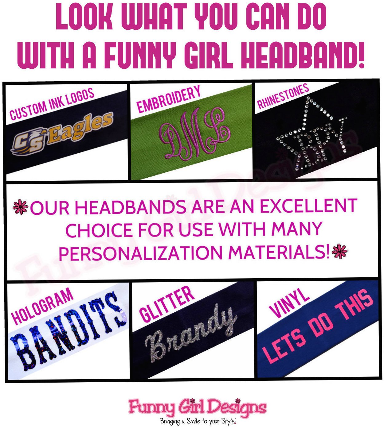 Funny Girl Designs SET OF 6 2 Inch Wide SPARKLING GLITTER Cotton Stretch Headbands Official Headbands (PURPLE)
