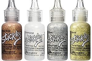 Stickles Glitter Colors - 4 Item Bundle Of Rose Gold, Diamond, Silver & Golds.