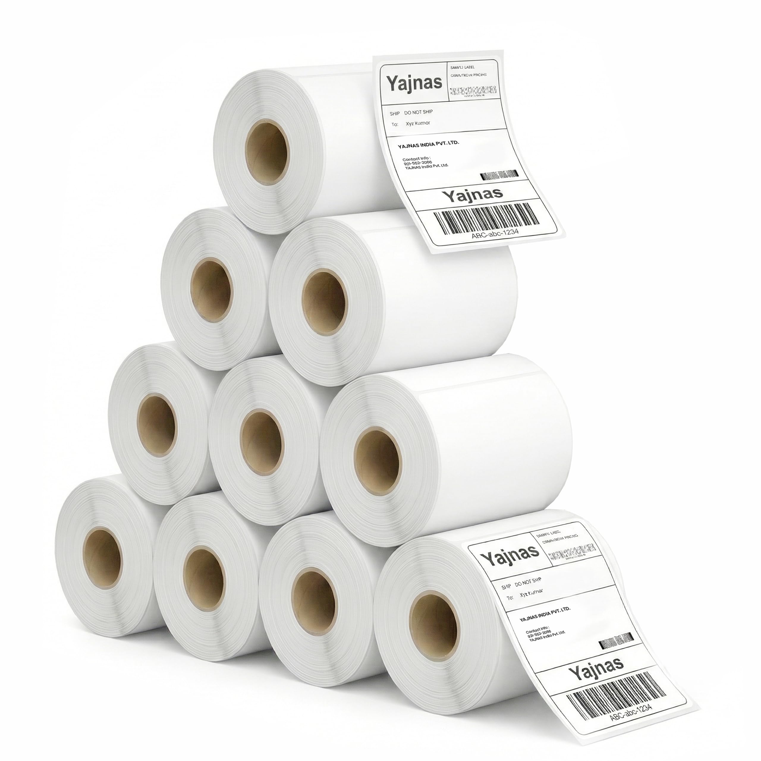 YAJNAS Thermodirekt-Versandetiketten, 100 x 150 mm, für Paket-, Kurier-, Barcode- und Adressdruck, 400 Etiketten pro Rolle, 10 Stück