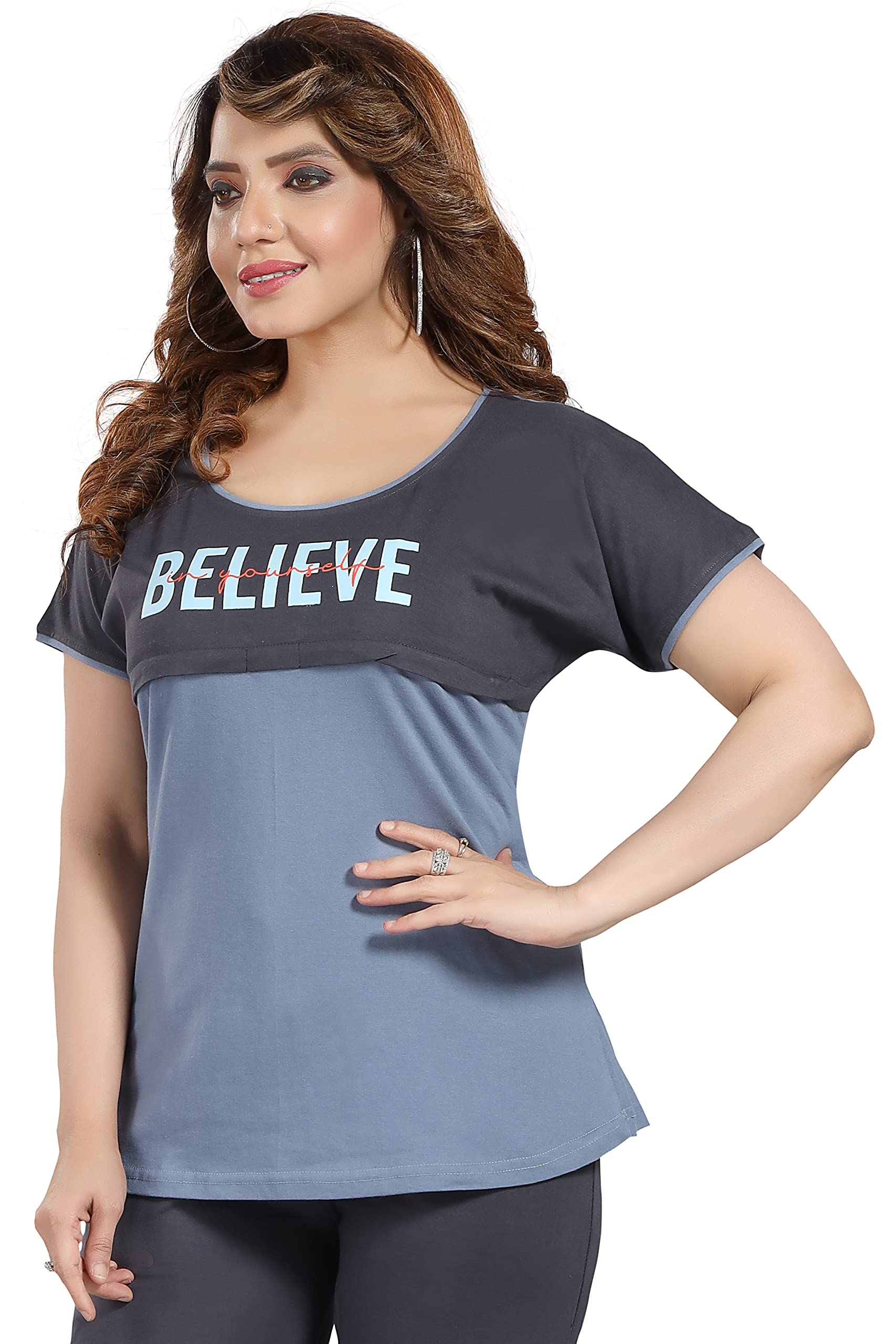 ATTEMPT Printed Women Nursing/Maternity/Feeding Top (X-Large, Pastel Grey) - Image 4 thumbnail