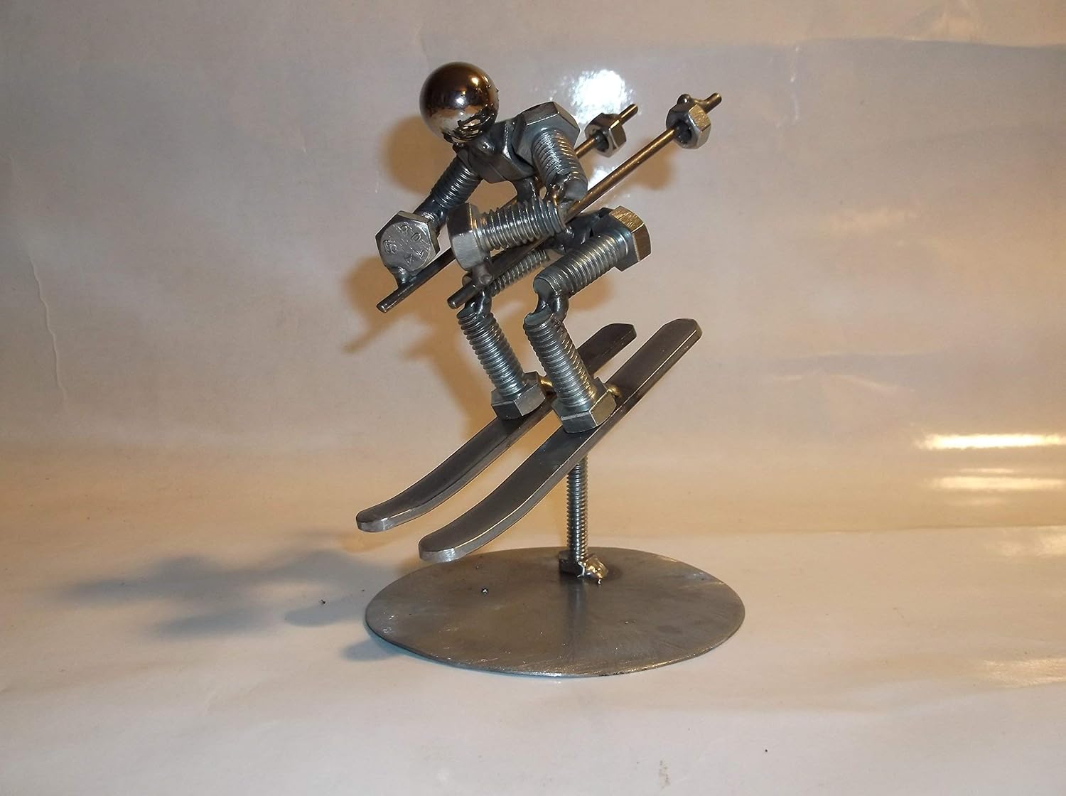 Skier Metal Bolt Figurine, Metal Bolt Figurine, Athlete, Upcycled Art