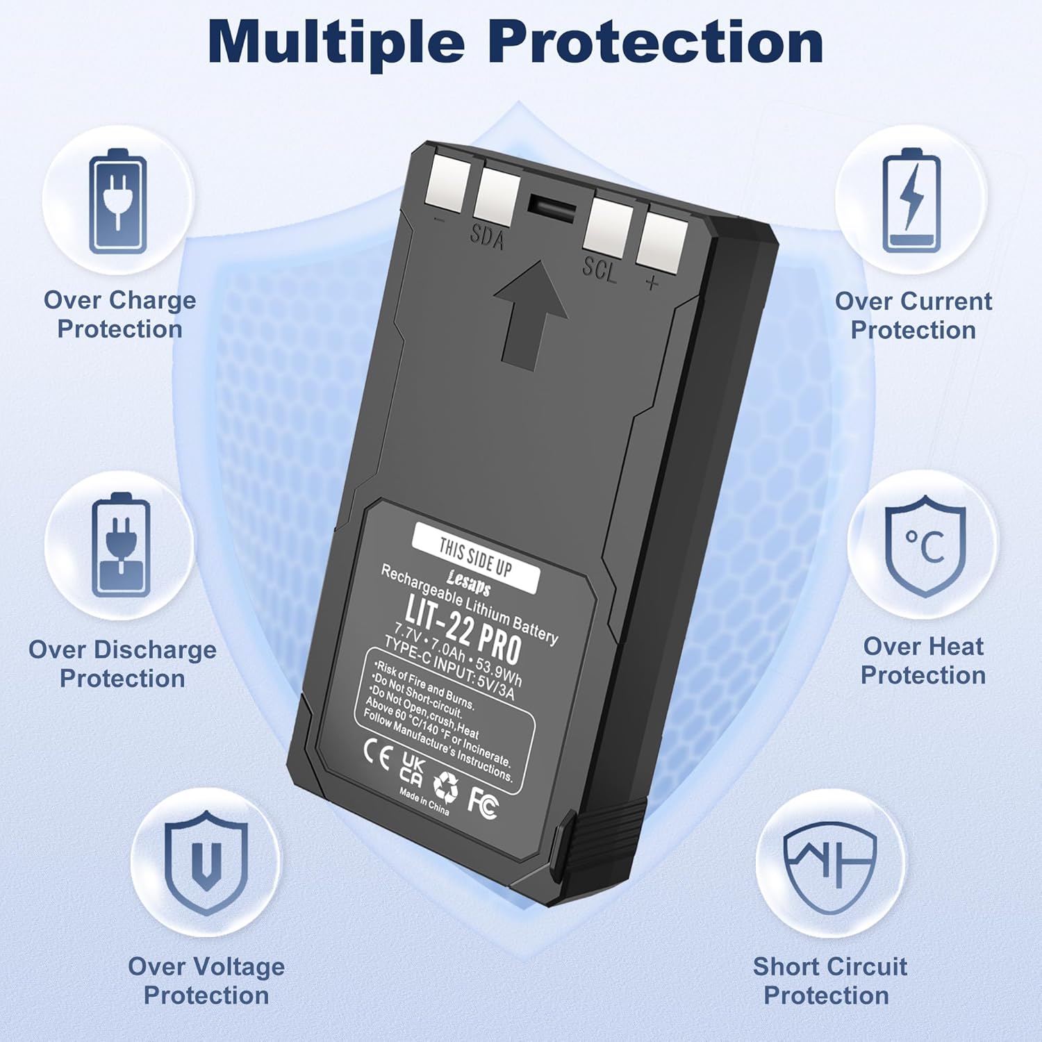 4Pack LIT-22 Battery 7000mAh Rechargeable Lithium Battery for SPYPOINT Trail Camera - Compatible w-M, Flex G-36, Flex-Plus&S Cellular Trail Cameras (Include 2 Type-C Cable)