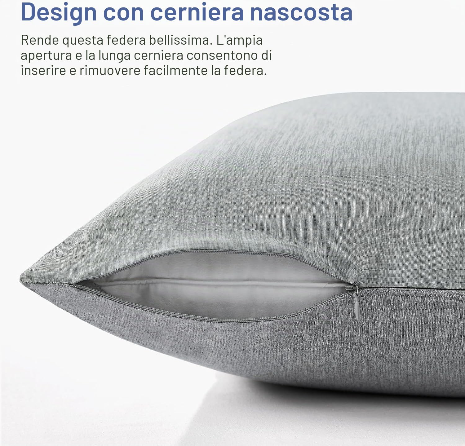 Elegear Federe Cuscini Rinfrescanti 2 Pezzi, Federe Estive con Fibra Giapponese Arc-Chill Q-Max>0.5 e Cotone, Bifacciali, Setose e Mmorbide, Federa per Cuscino 40x80 cm, Grigio