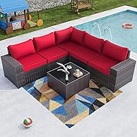 Vista 51 de Kullavik - Juego de muebles para exterior de 6 piezas con sofá modular de ratán de polietileno, color negro