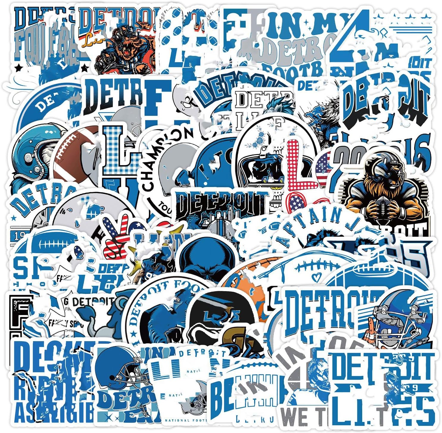 50 PCS American Sport Team Stickers Pack for Water Bottle, Laptop, Bicycle, Computer, Motorcycle, Travel Case, Car Decal Decoration Sticker