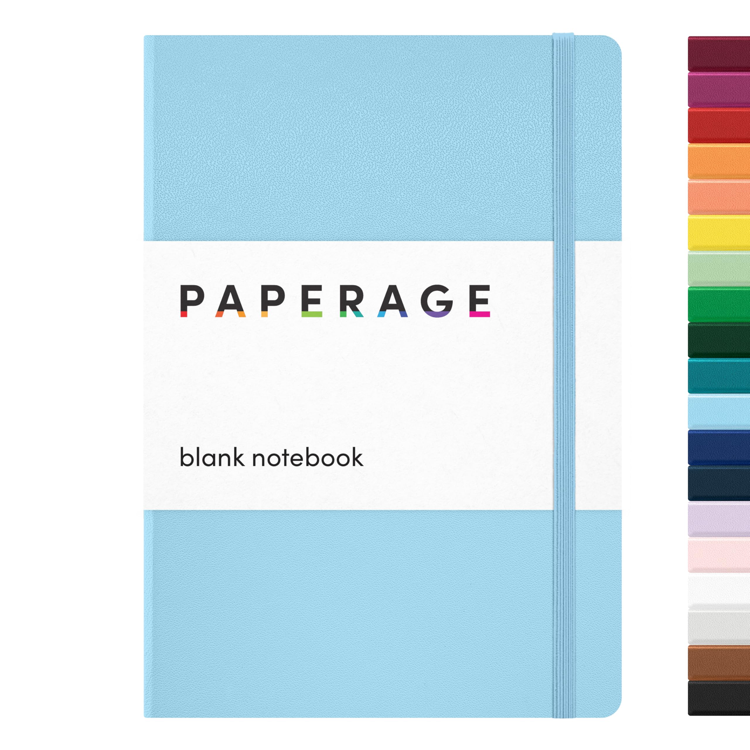 PAPERAGE Blank Journal Notebook, (Light Blue), 160 Pages, Medium 5.6 in x 8 in - 100 GSM Thick Paper – Hardcover Journaling Notebook for Work, School, Note Taking or Sketching