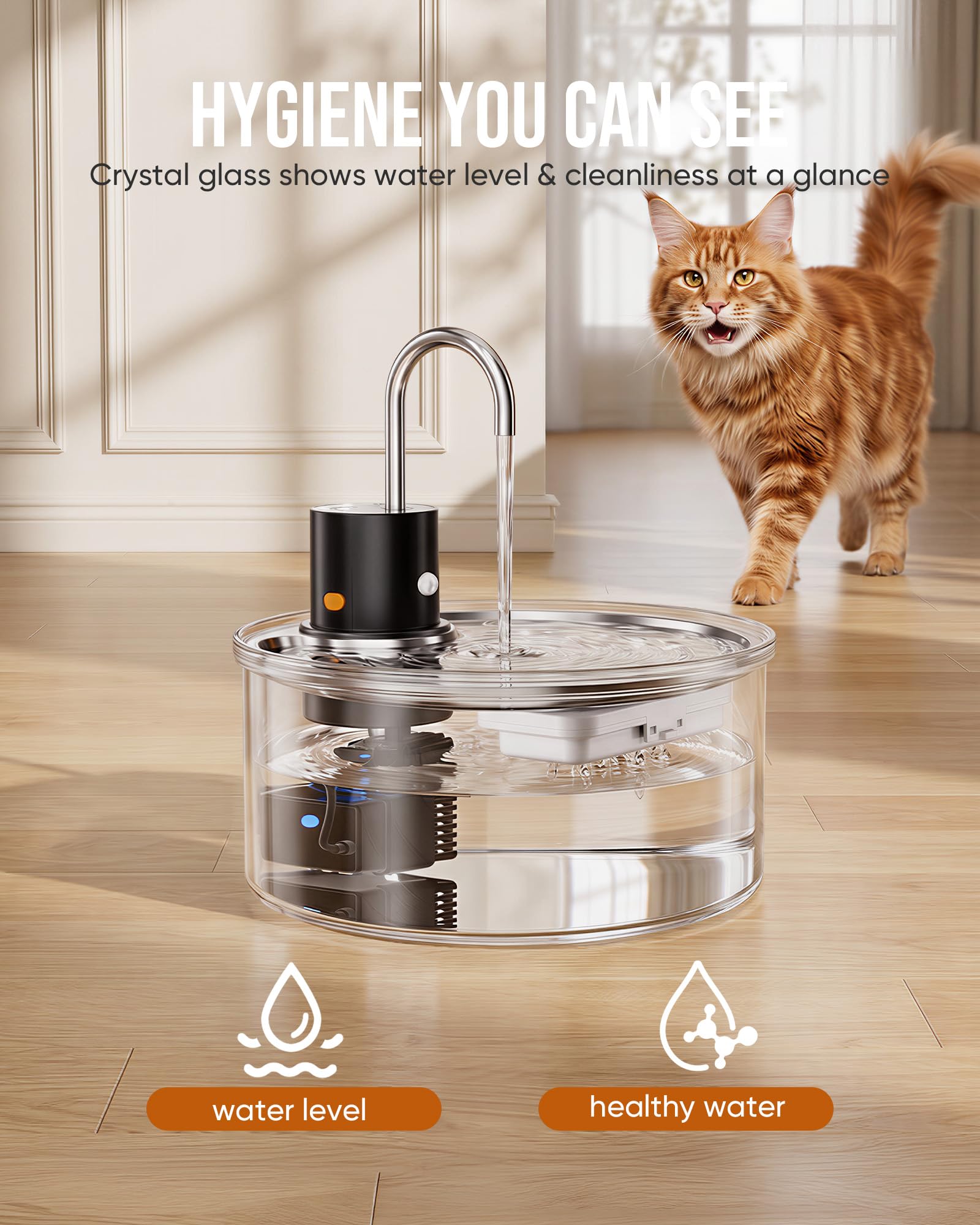 Fuente de agua inalámbrica para gatos – 3,2 L, fuente automática para gatos, funciona con pilas, dispensador de agua recargable para gatos, cachorros, múltiples mascotas