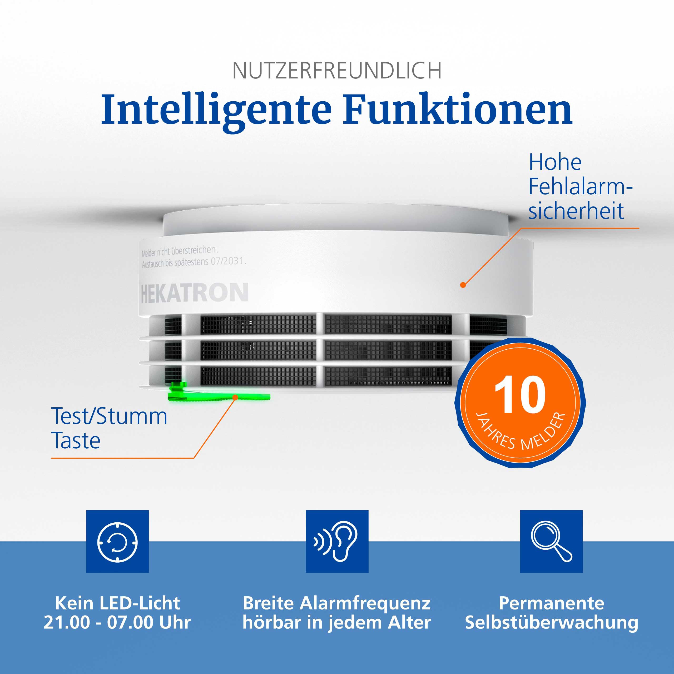 Hekatron Genius Plus – Rauchmelder 10 Jahre Batterie – 5 Stück