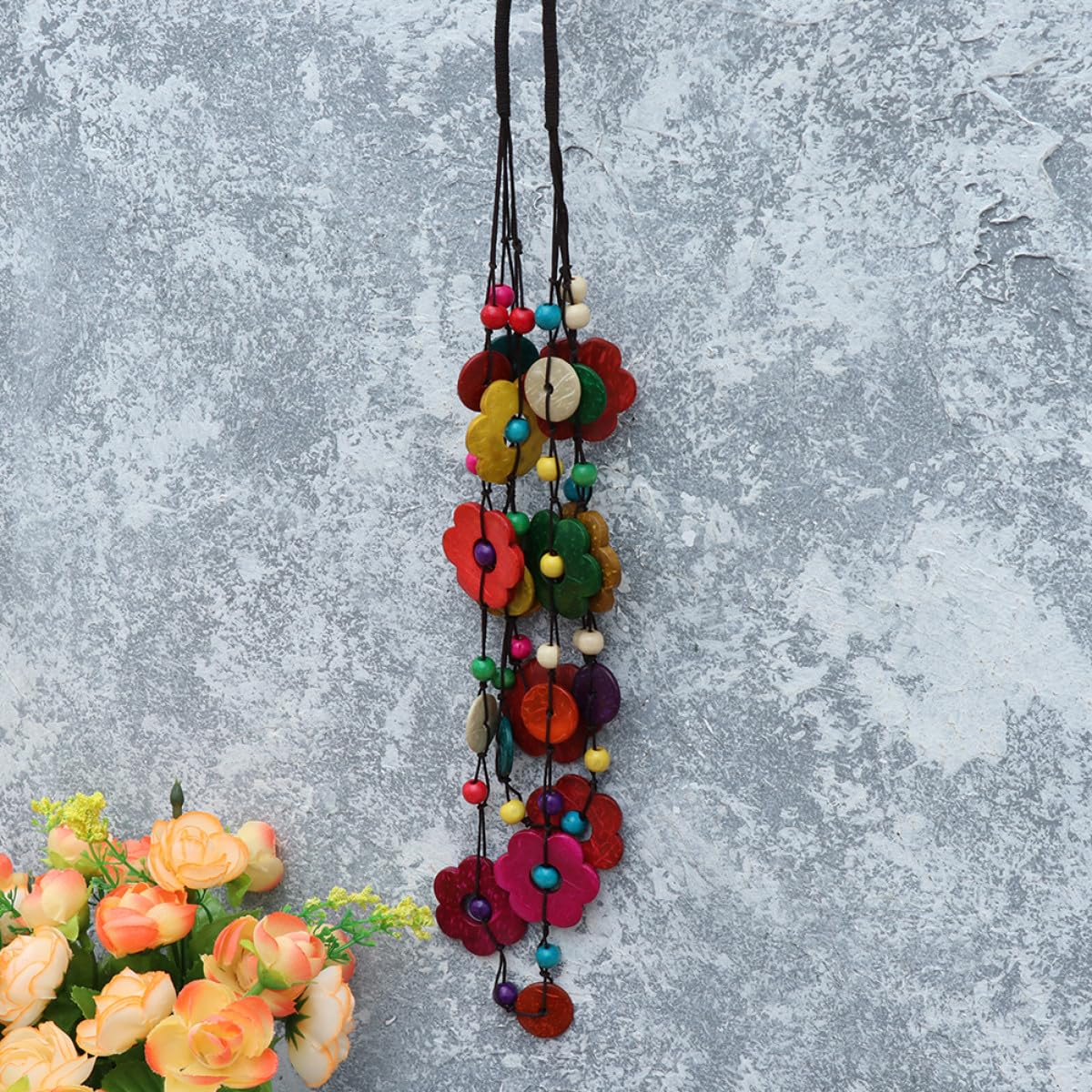 6pezzi Collana Etnica Bohemia Di Cocco Con Perle Colorati Per Occasioni Speciali e Festività