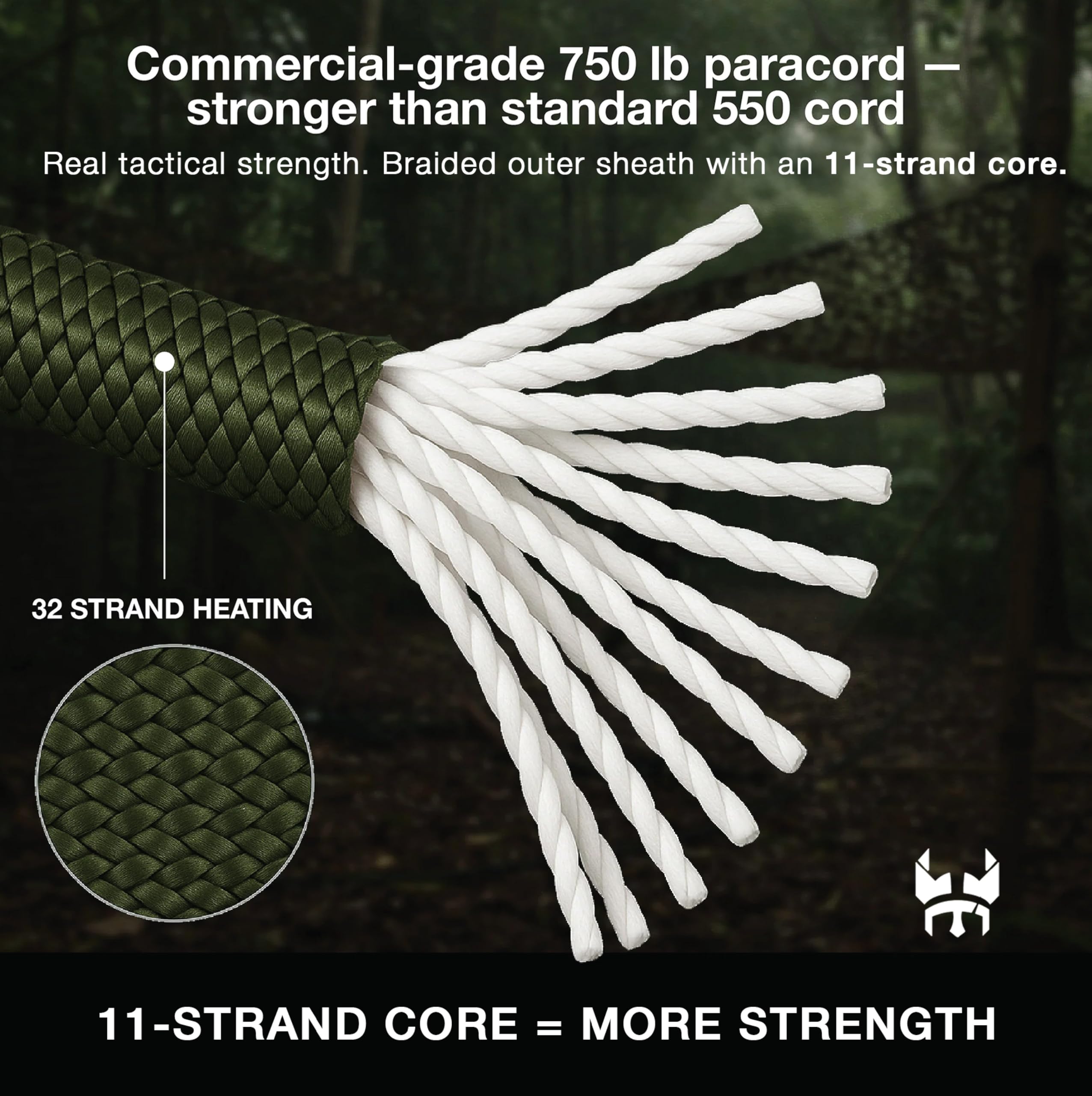 Paracord-Seil – hergestellt in den USA – 340 kg – 100 % Nylon – Typ IV – 11 Strangkern – stärker als Paracord 550 Schnur – Schwarz – 150 m