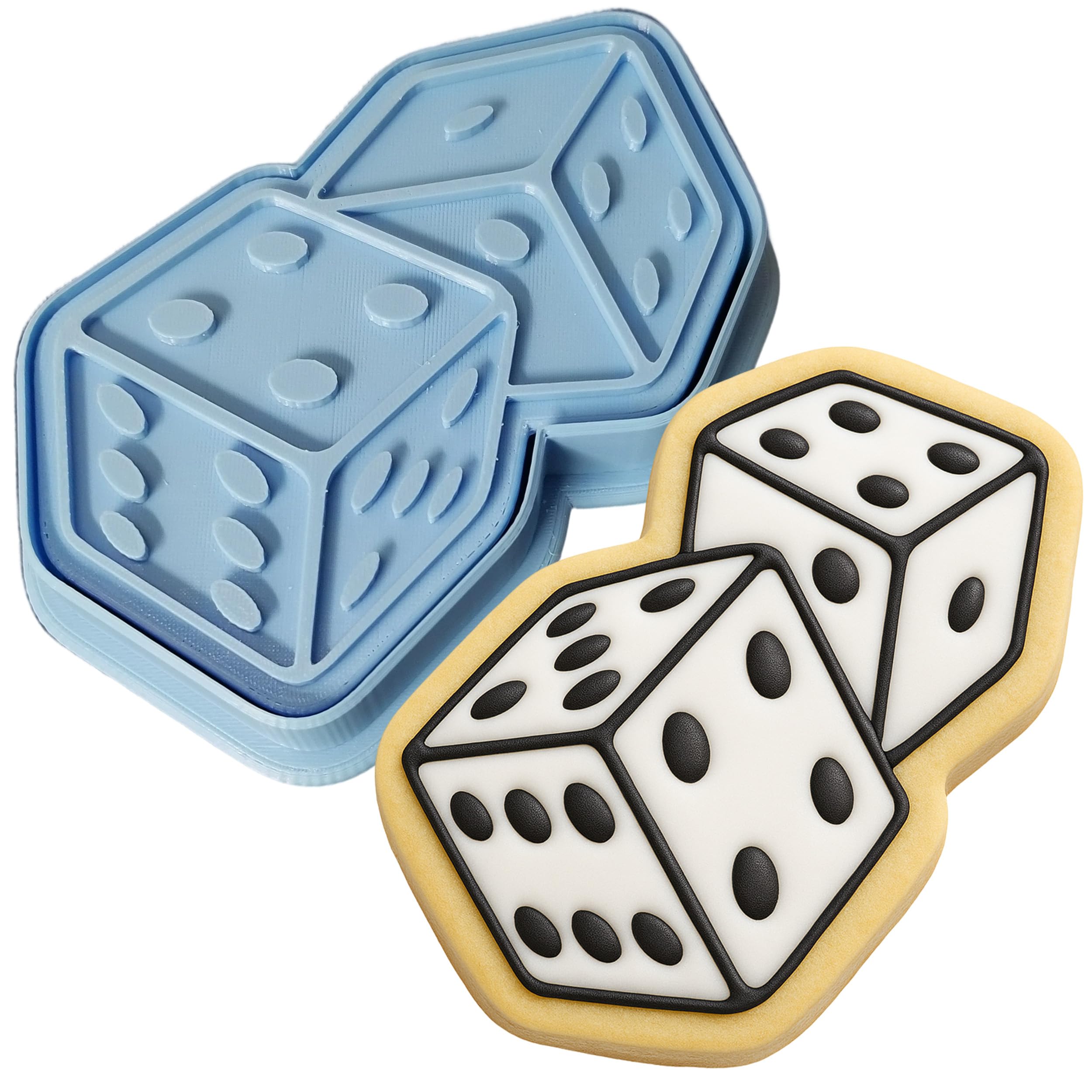 Dice Roll Cookie Cutter & Stamp Set #1-2-Piece Set for Baking, Crafts, Gifts - Durable, Handled Stamps, Made in USA, Ships Fast - 1