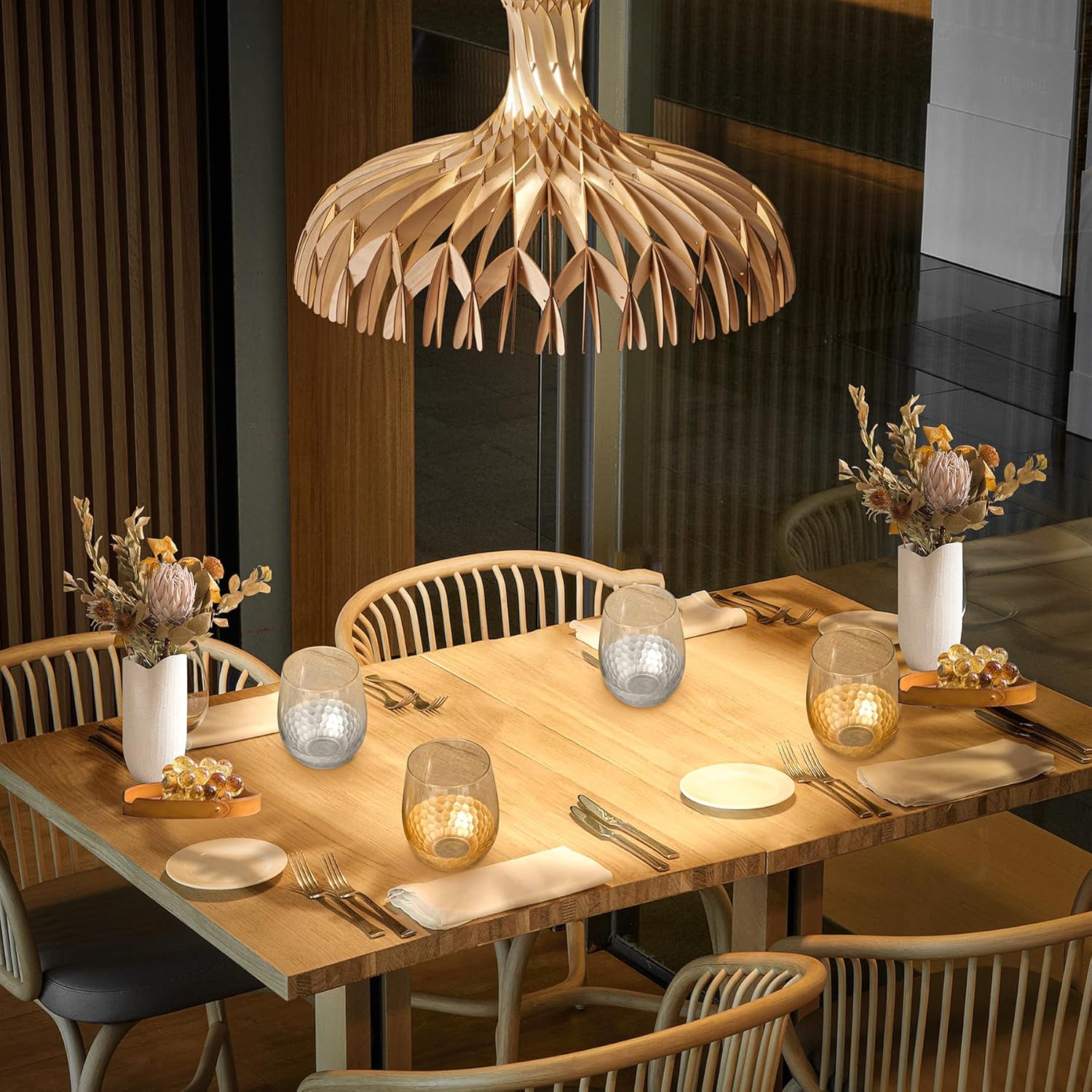 Stemless Wine Glass, Hammered Silver and Gold Design Wine Glasses Cups for Home Bar Gifts, 18 Oz. (Set of 2) - Image 5