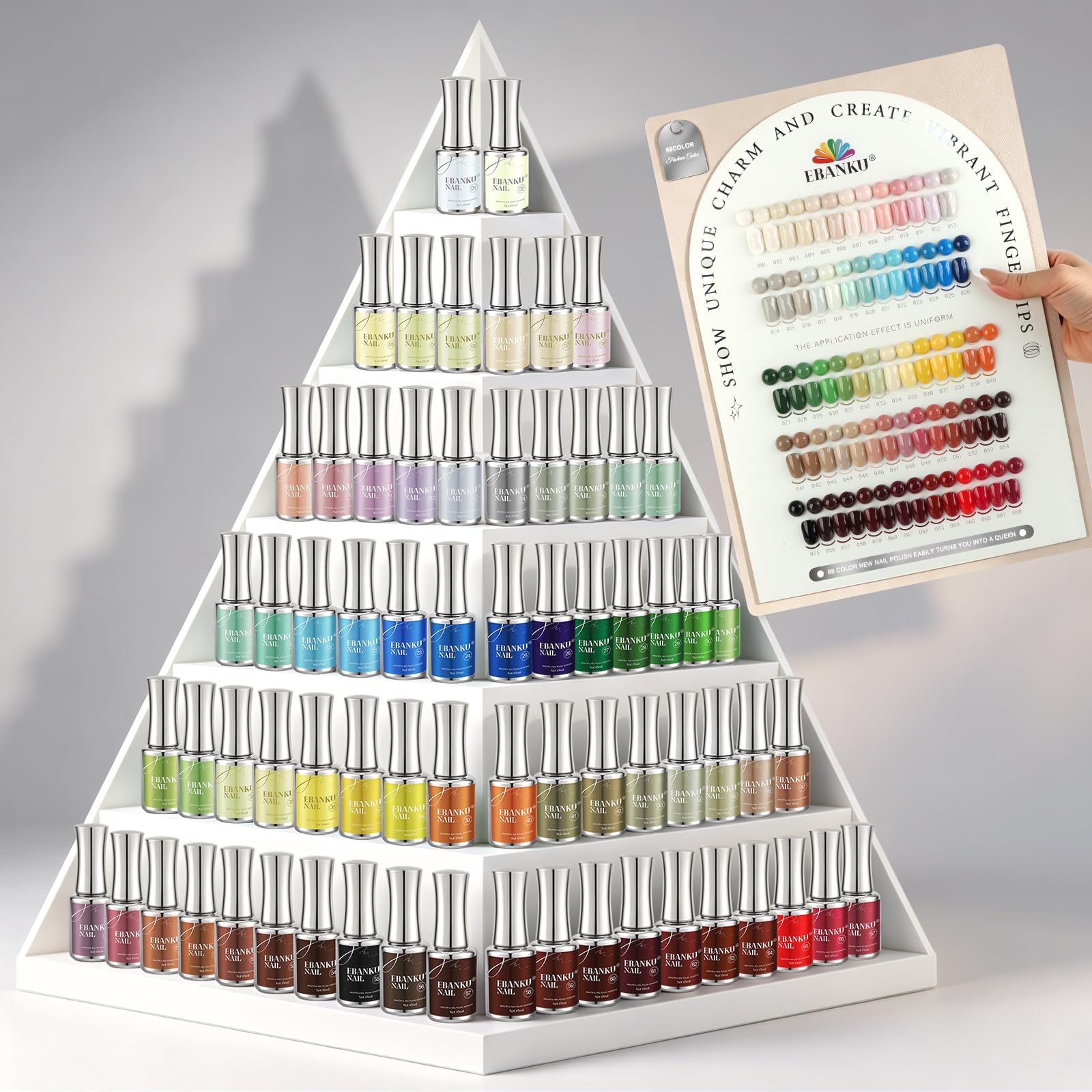 EBANKU 68 Farben 15ML Gel Nagellack Set Hema-Free Gleiche Farbe Flasche | UV Nagellack mit 2PCS Base Gel and Top Coat Lang Anhaltend Maniküre Set fur Zuhause Salon, Weihnachtsgeschenke