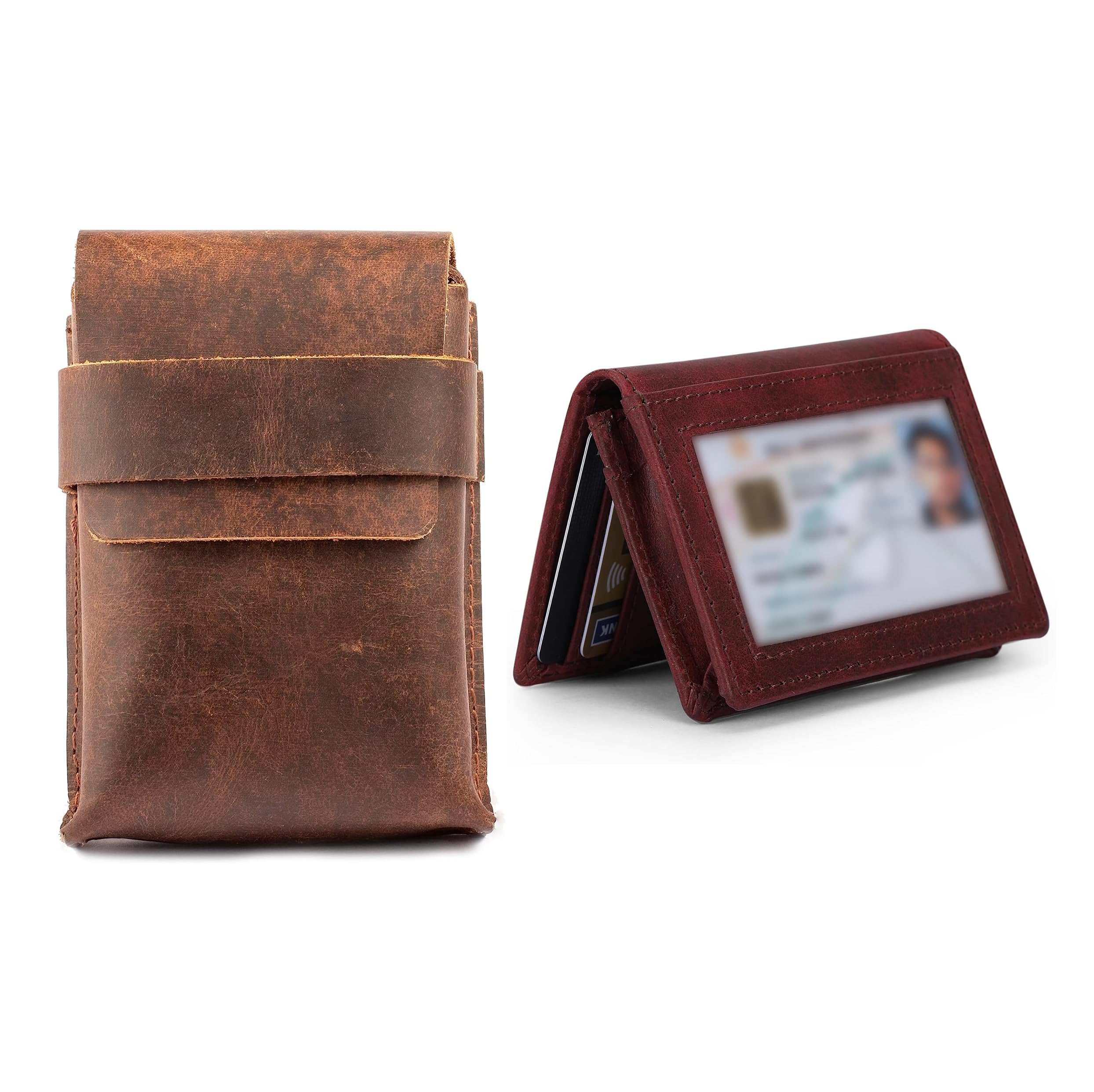 Playing Card Case Leather Wallet for men Wallet with business card holder coin pouch leather adapter case