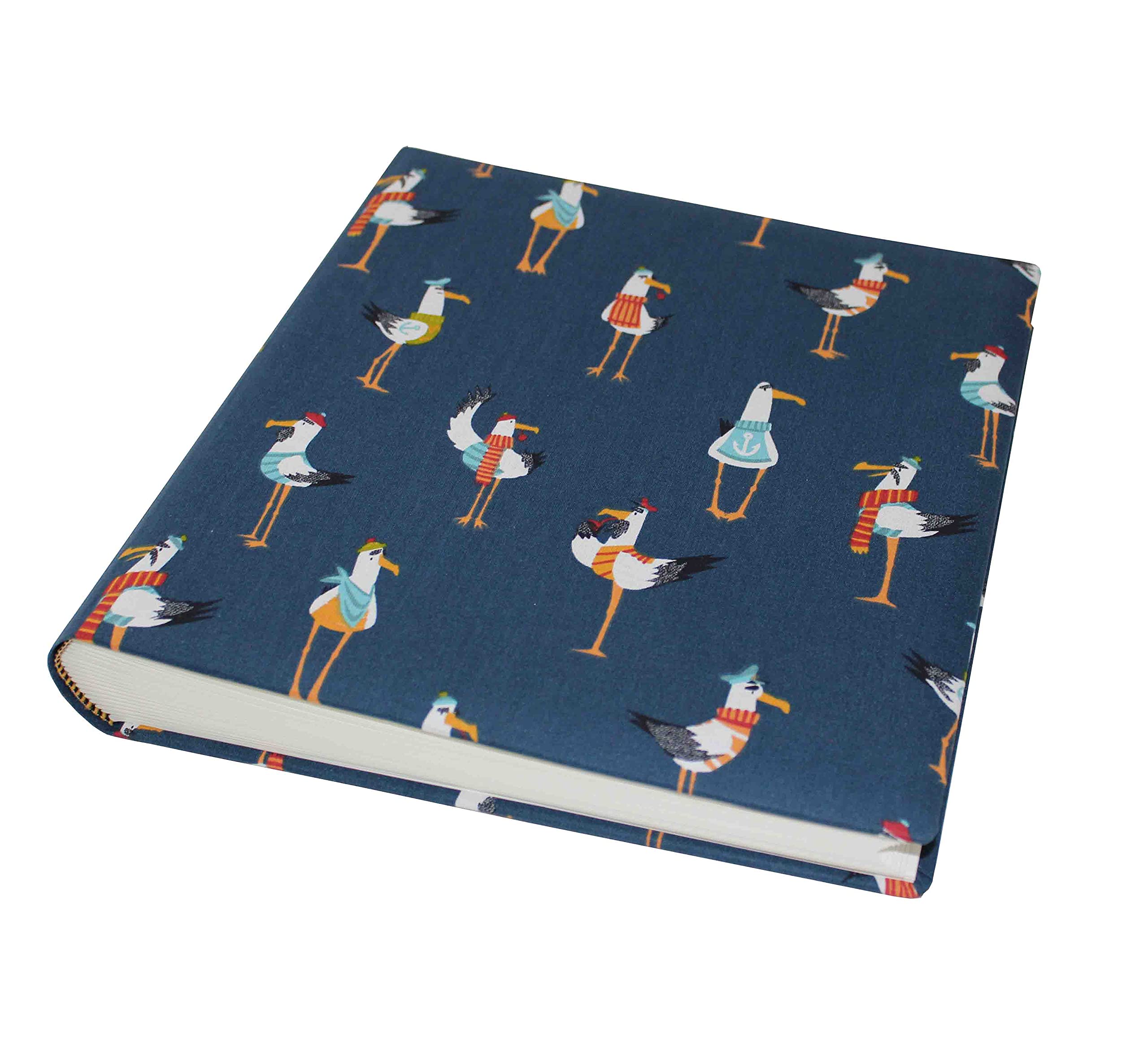 Álbum de fotos infantil clásico con cubierta de tela de algodón azul.