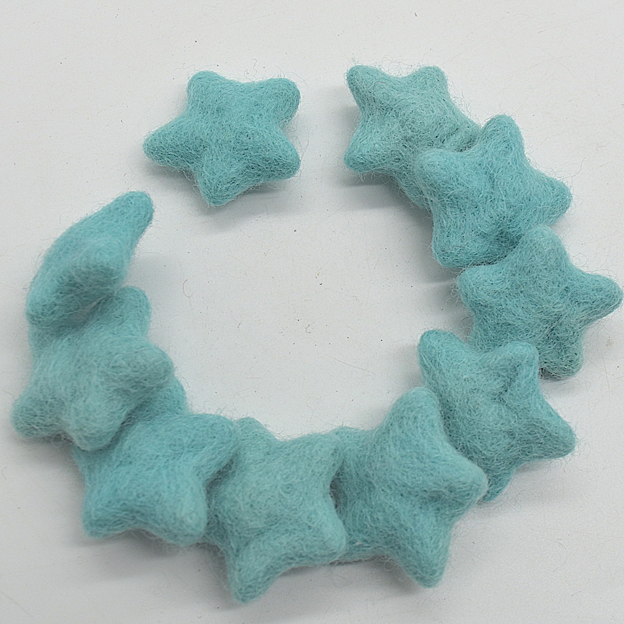 Oriental Direct 100% Wool Felt Stars - 10 Felt Stars - 3.5cm - Light Turquoise Blue