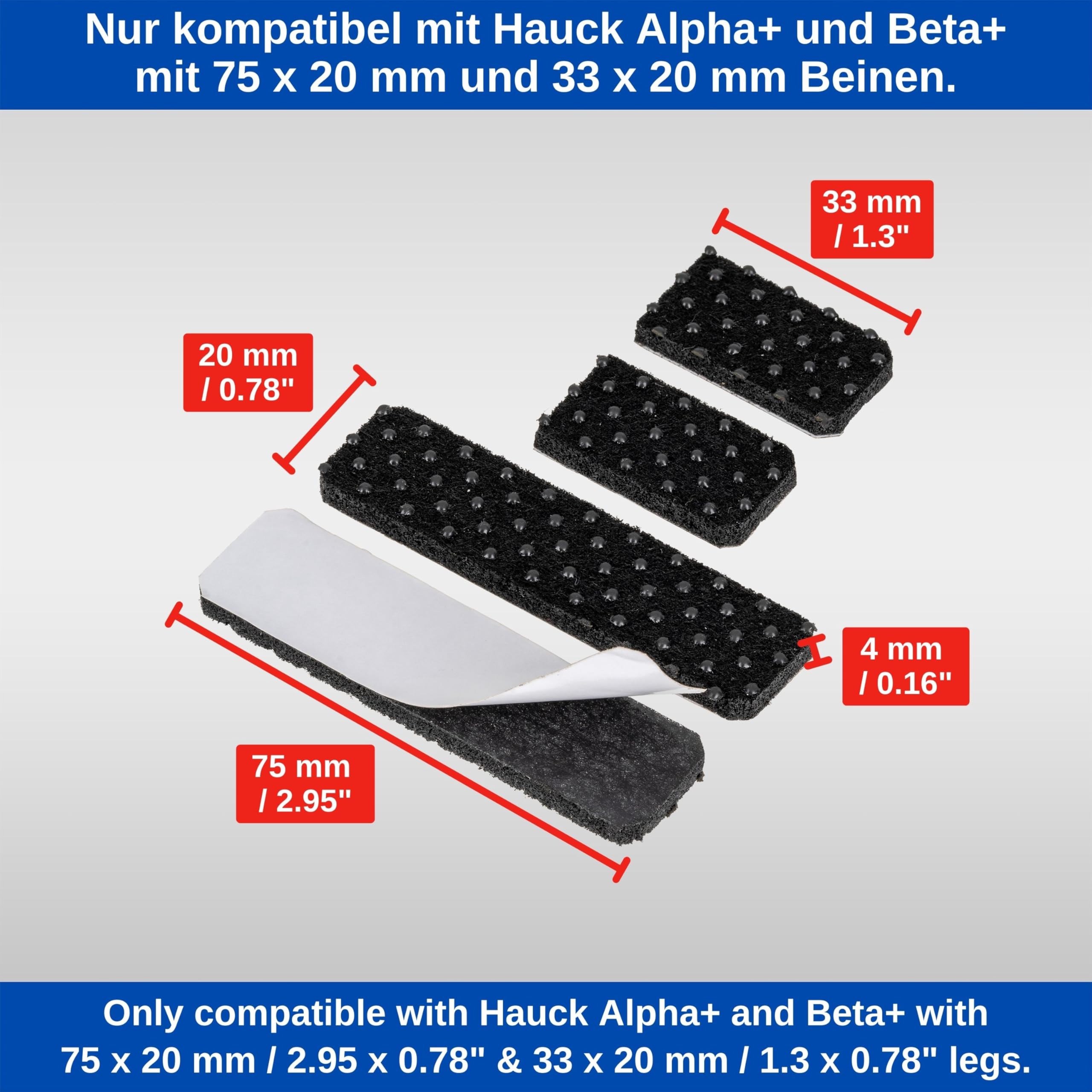 Felt glides with nubs for highchair 1 set, compatible with HAUCK ALPHA+ and BETA+ highchair with castors, in black - Image 4