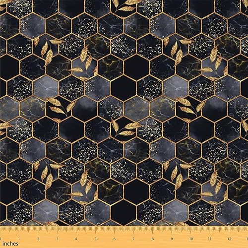 Miniatura 1 de The Yard - Tela de tapicería de panal de abeja de 3 yardas para sillas, tela de mármol negro para niños, moderna, estética, decorativa, impermeable,