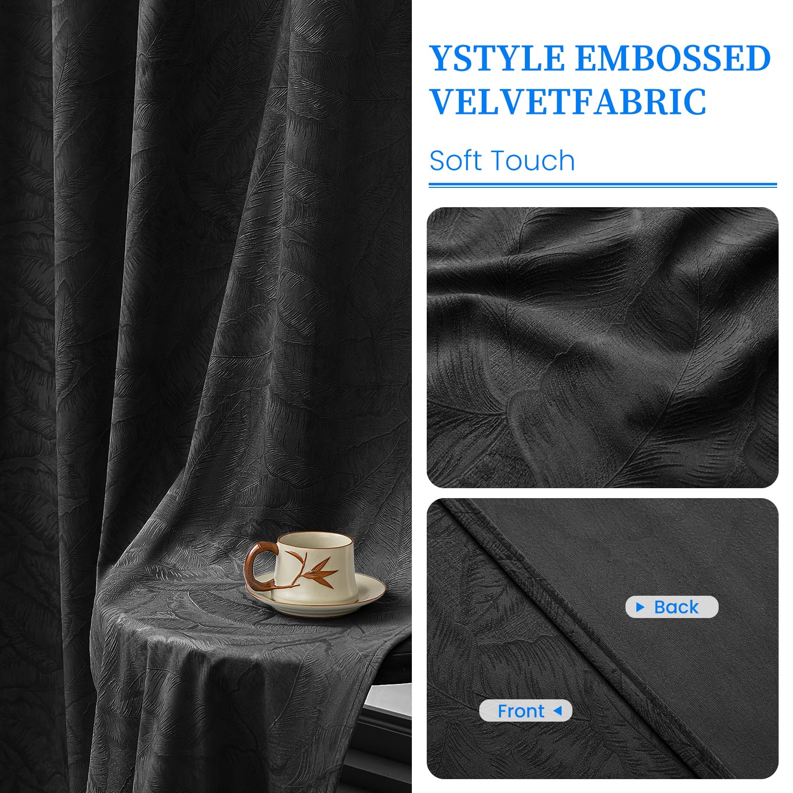 Ystyle Rideaux Occultant Thermique Isolant Lot De 2, 140x260CM, Noir | Rideaux Salon Et Chambre, Rideau Opaque Anti Bruit IntéRieurs à Oeillets, Moderne Decoration Pour Maison