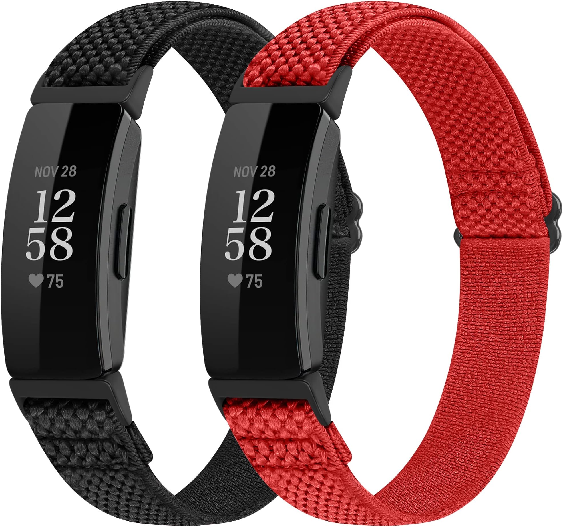Adjustable Elastic Watch Strap Compatible with Fitbit Inspire 2/Fitbit Inspire/Inspire HR, Soft Breathable Nylon Sport Band Stretchy Replacement Wristband Women Men, 2 Packs