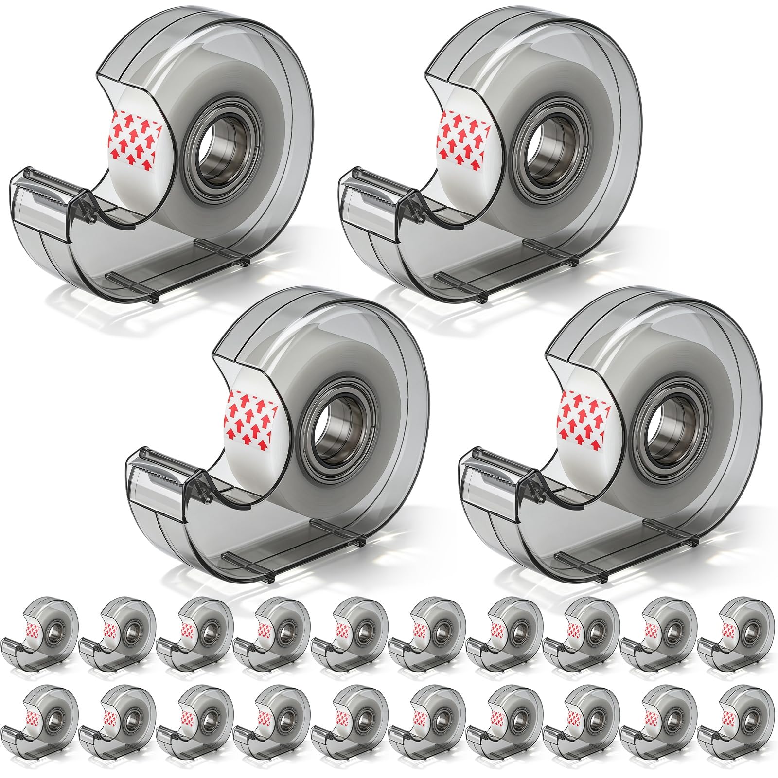 Lot de 24 rouleaux de ruban adhésif transparent invisible avec distributeurs de 1,8 x 3,5 cm - Finition mate invisible - Pour la rentrée scolaire, le bureau, l'emballage cadeau