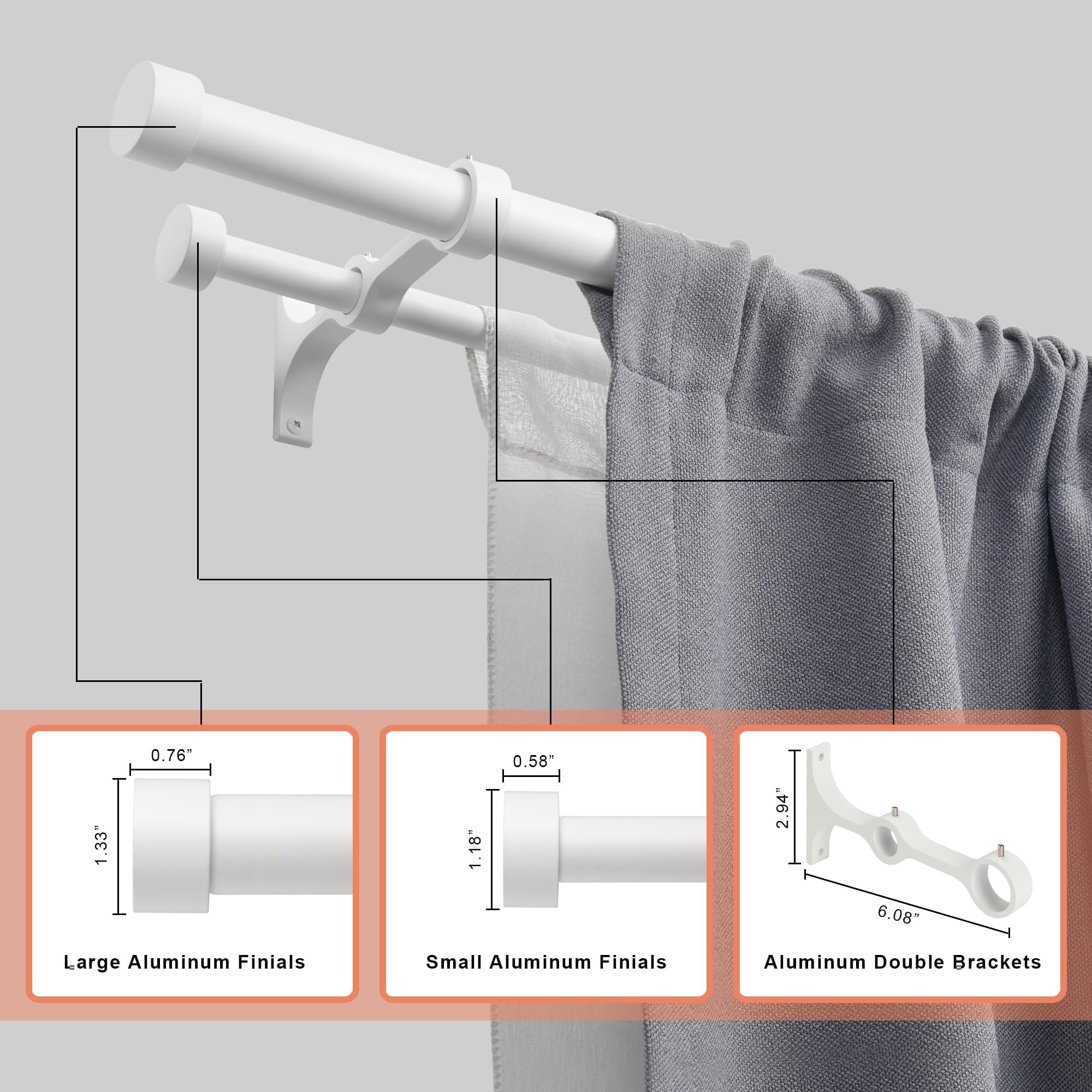 Snapklik.com : Lwiiom Double Curtain Rods