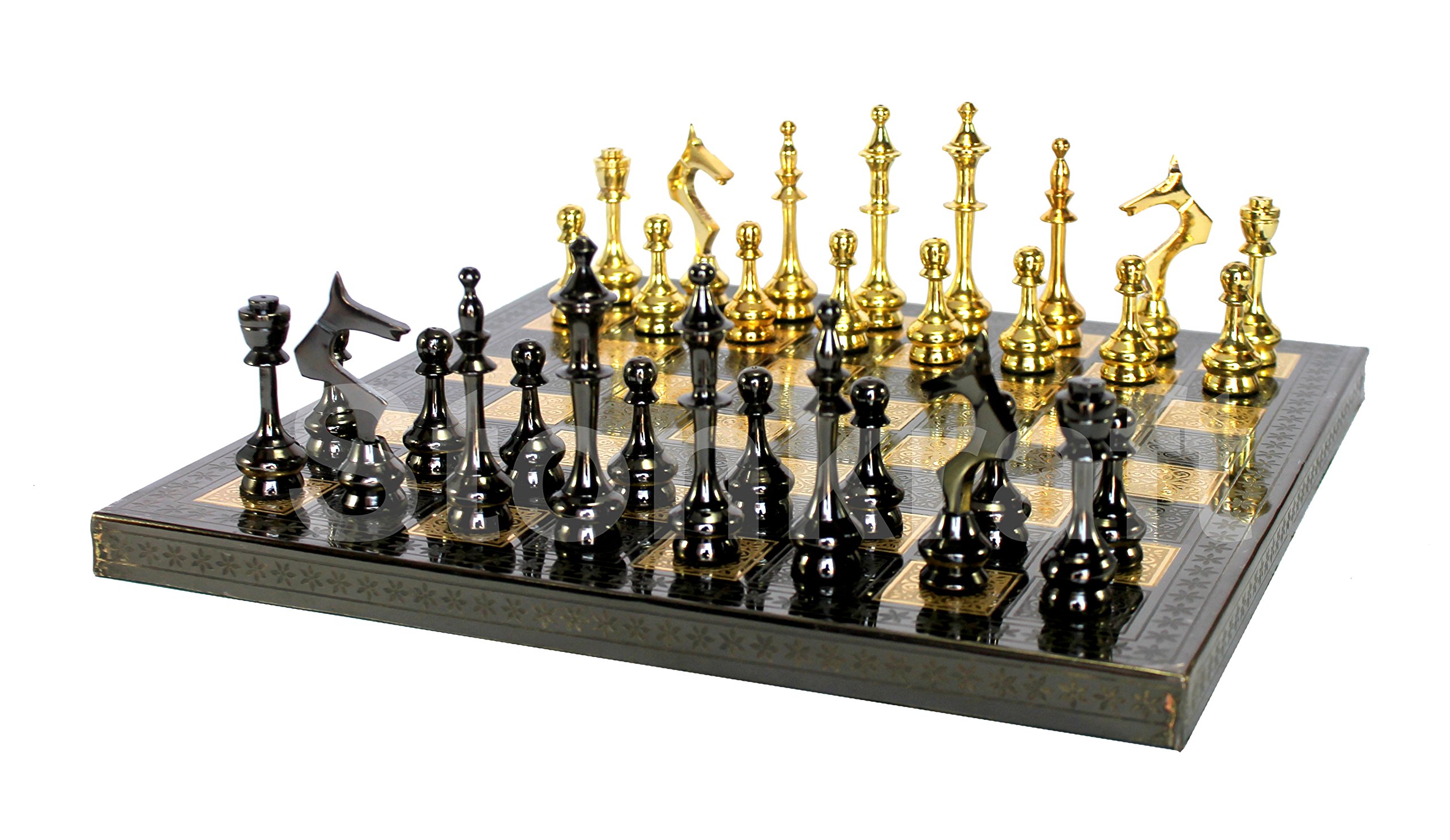 StonKraft - Brass Chess Board Game Set with 100% Brass Chess Pieces, Chessmen, Chess Coins - 12" x 12" (B078XDCJYB) Amazon Price History, Amazon Price Tracker
