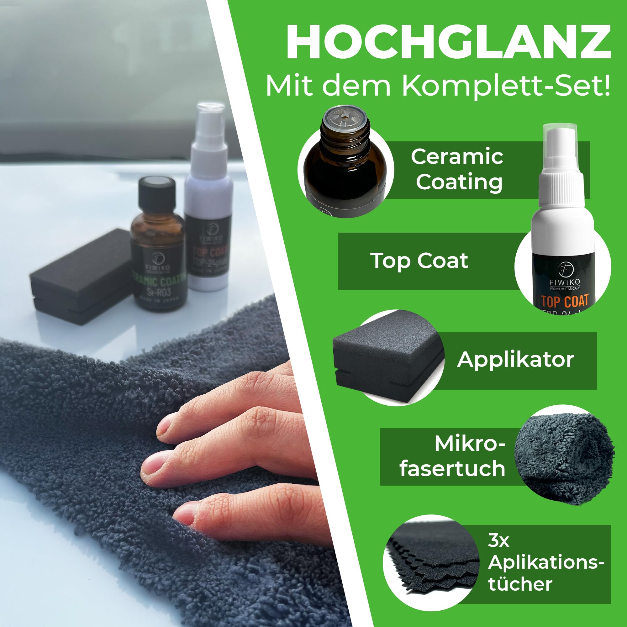 SI-R03 powłoka ceramiczna, zestaw 30 ml – ochrona lakieru do 36 miesięcy – głęboki połysk i hydrofobowy efekt lotosu – nanopowłoka do samochodu, motocykla i felg – profesjonalna jakość wykończenia